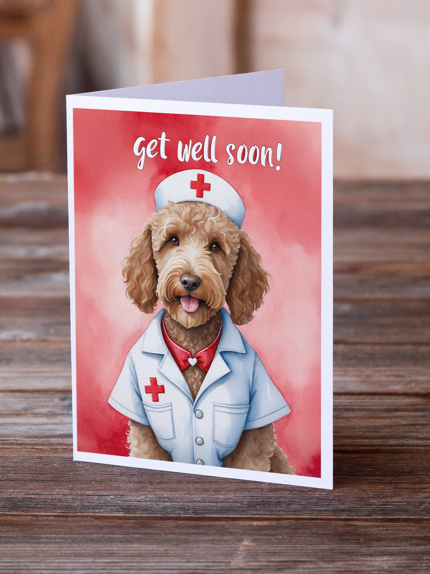 Labradoodle Get Well Soon Greeting Cards Pack of 8
