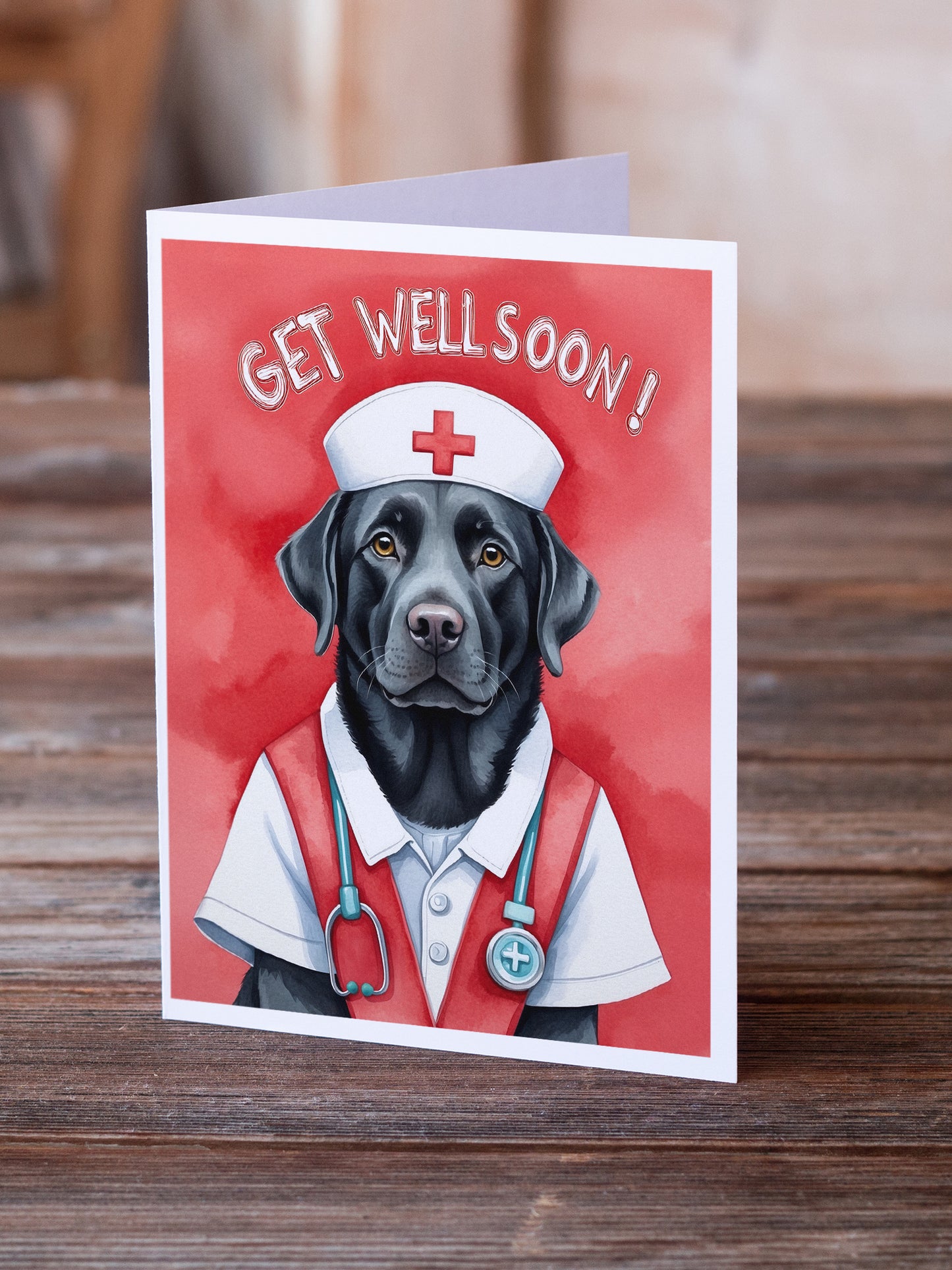 Black Labrador Retriever Get Well Soon Greeting Cards Pack of 8
