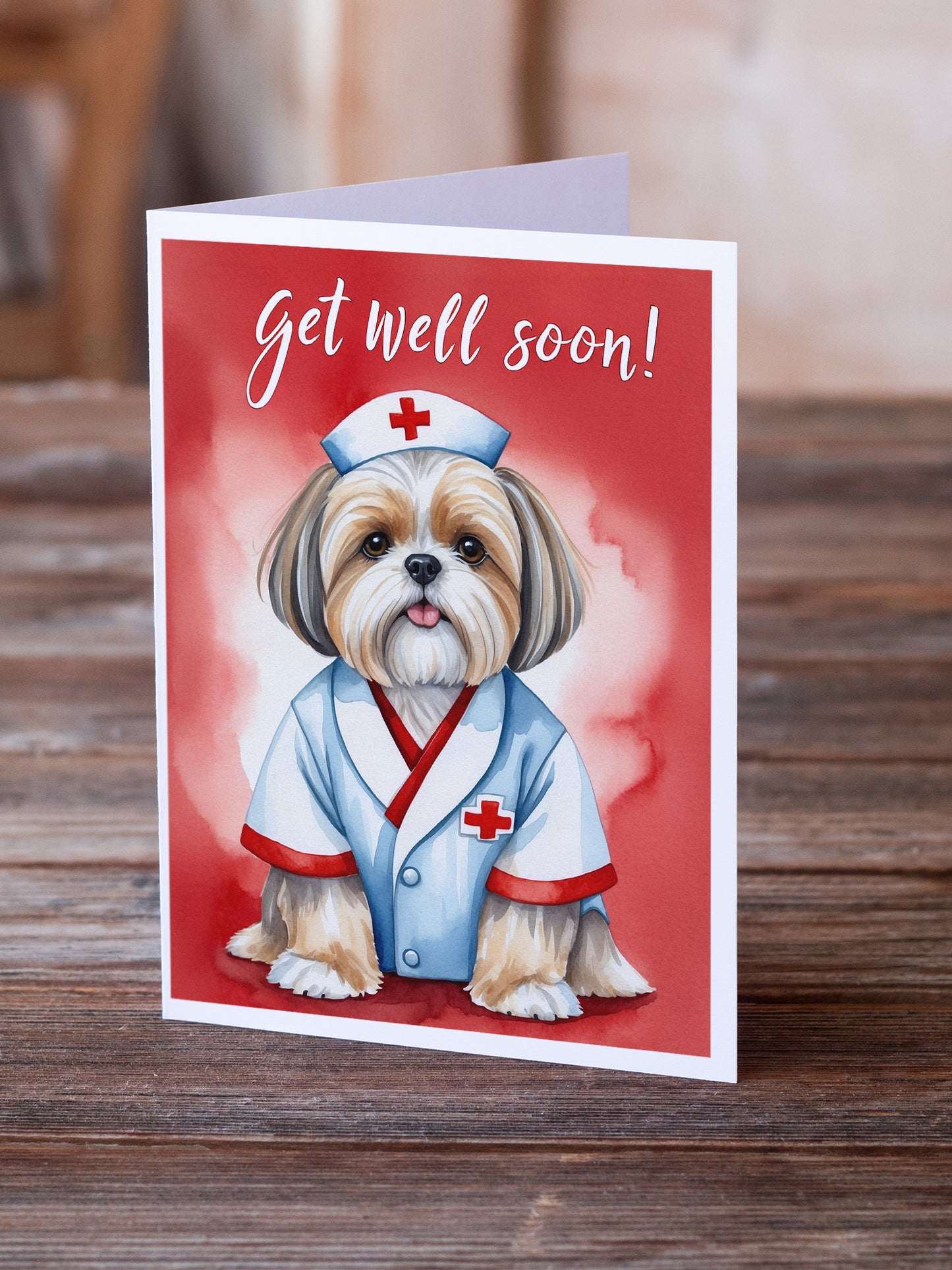 Lhasa Apso Get Well Soon Greeting Cards Pack of 8