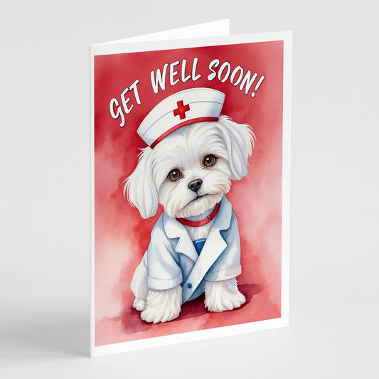 Buy this Maltese Get Well Soon Greeting Cards Pack of 8
