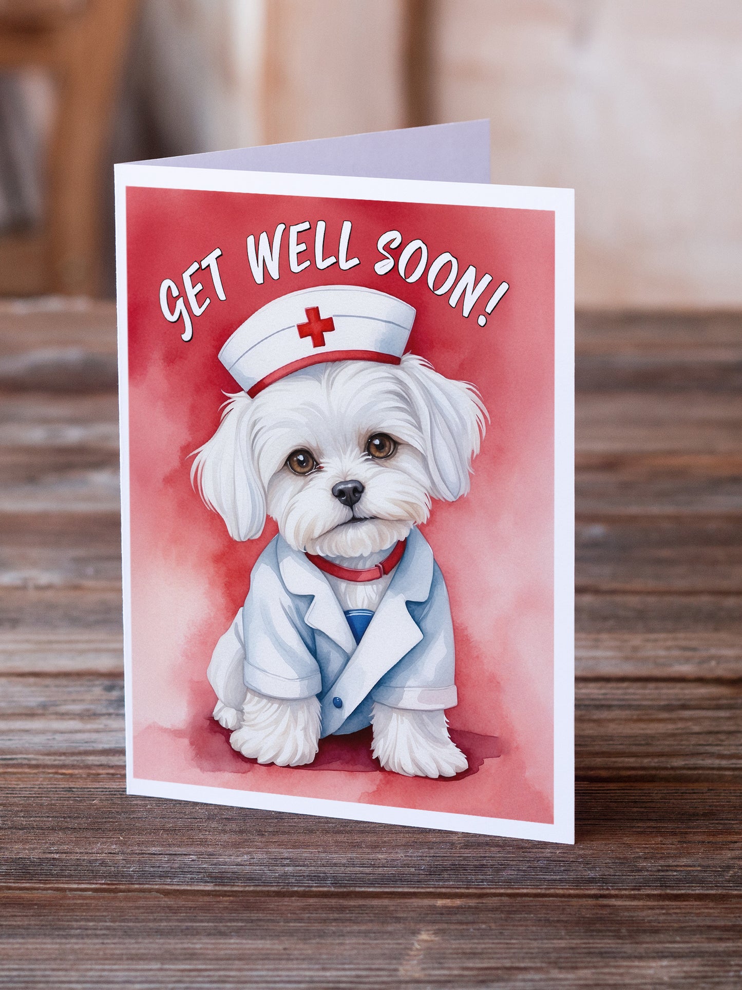 Maltese Get Well Soon Greeting Cards Pack of 8