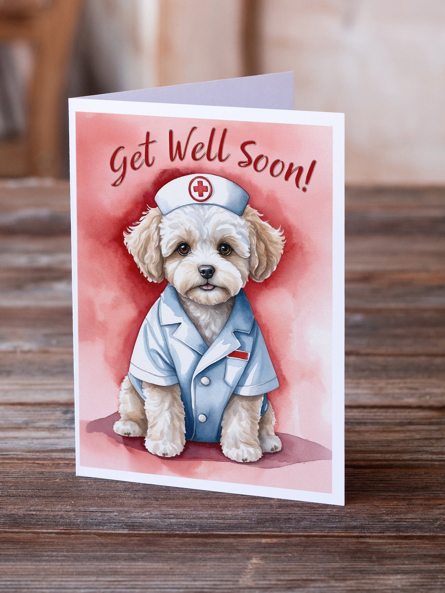 Maltipoo Get Well Soon Greeting Cards Pack of 8