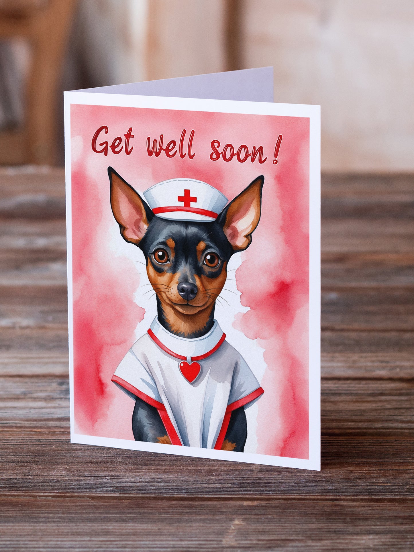Miniature Pinscher Get Well Soon Greeting Cards Pack of 8
