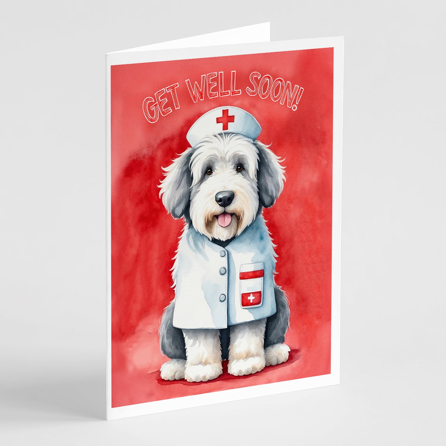 Buy this Old English Sheepdog Get Well Soon Greeting Cards Pack of 8