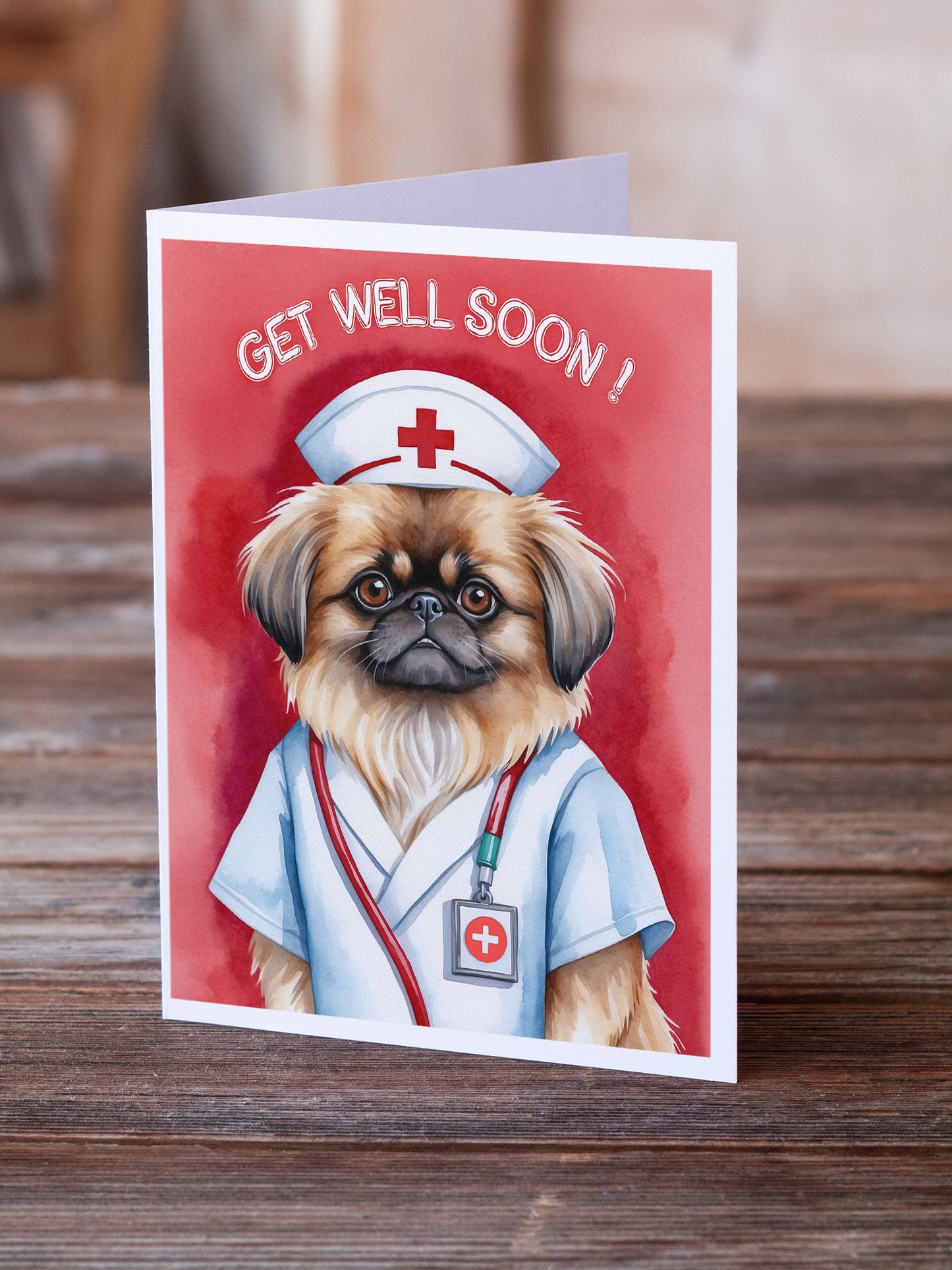 Pekingese Get Well Soon Greeting Cards Pack of 8