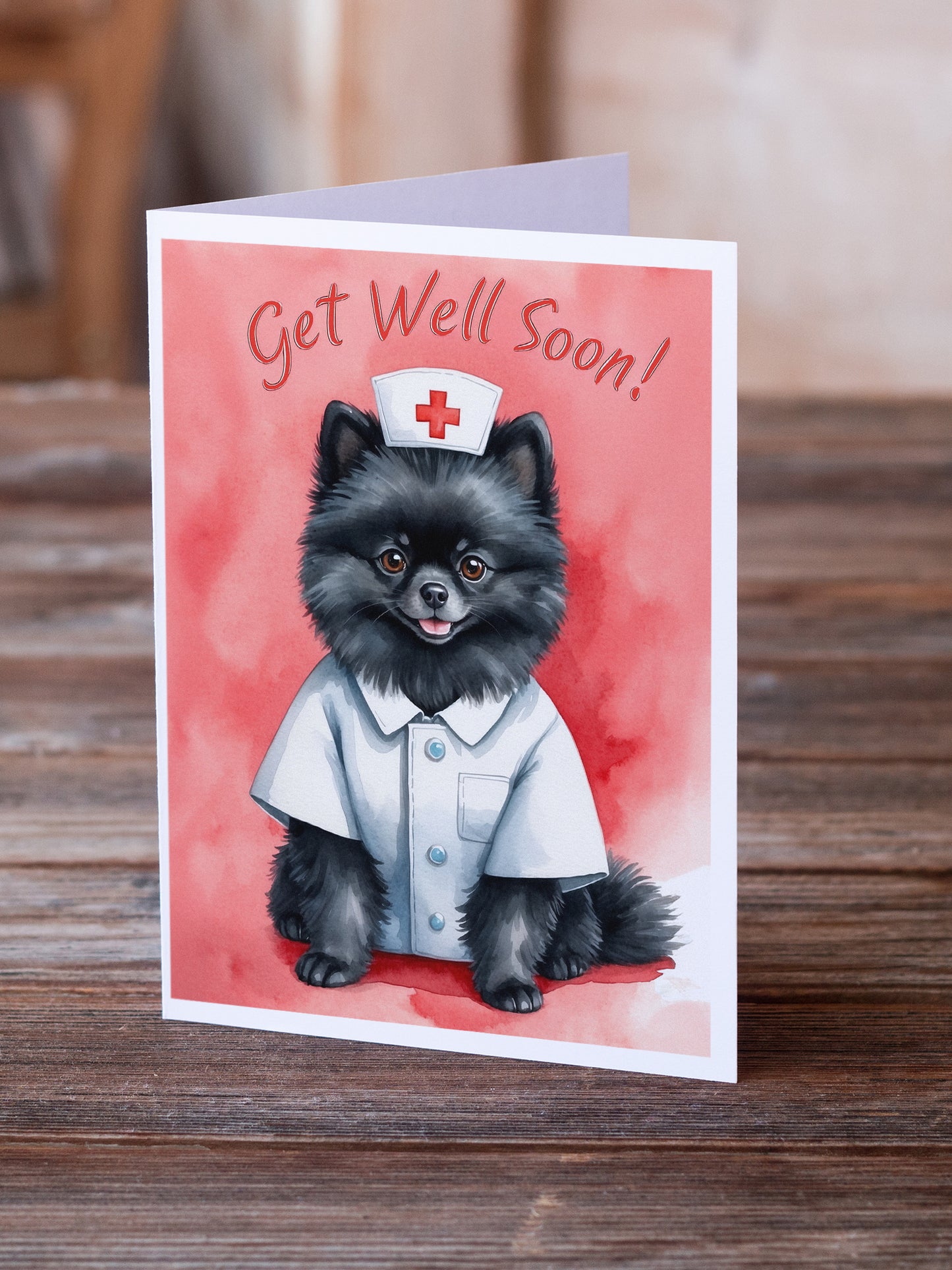 Pomeranian Get Well Soon Greeting Cards Pack of 8