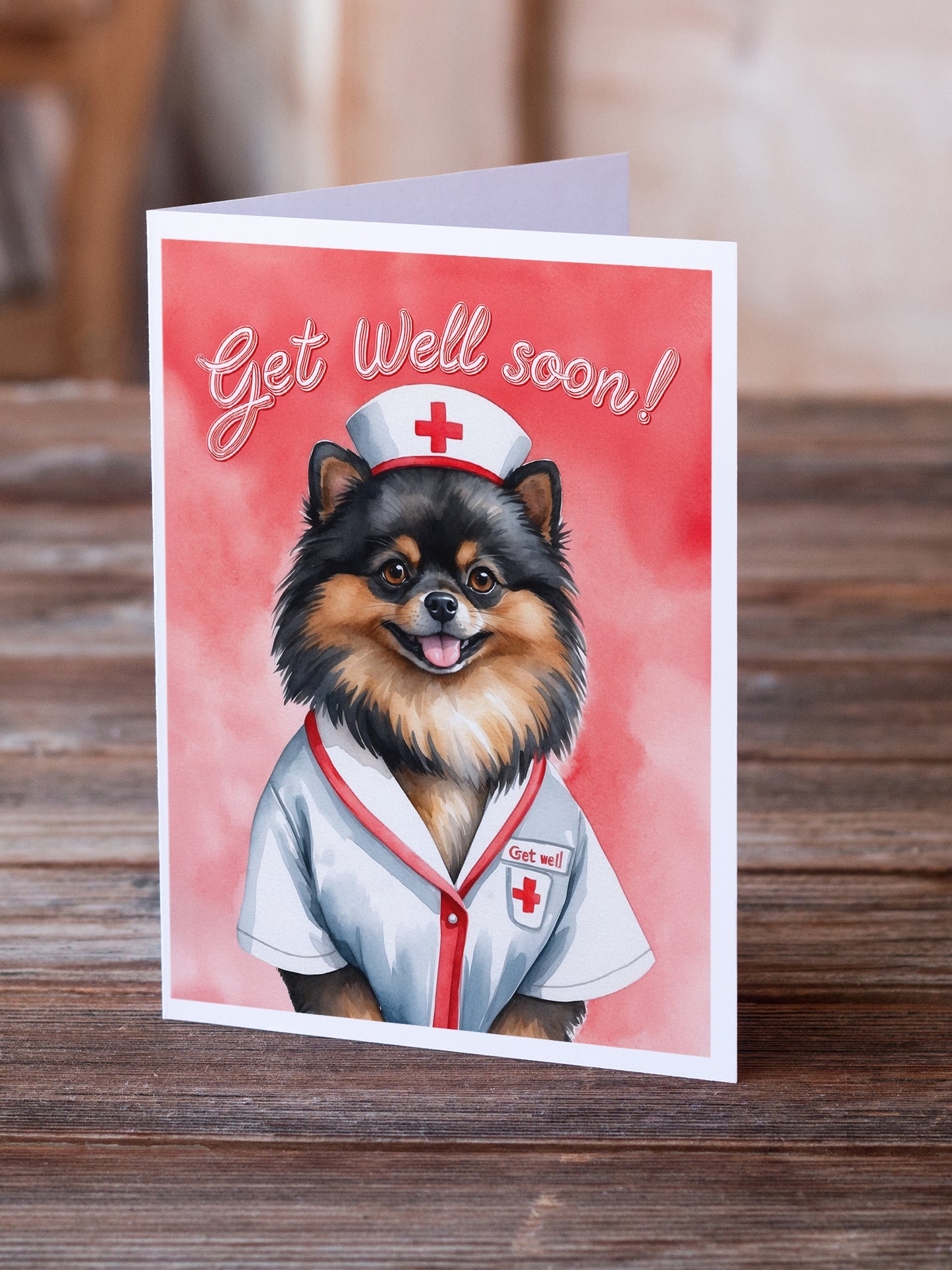 Pomeranian Get Well Soon Greeting Cards Pack of 8