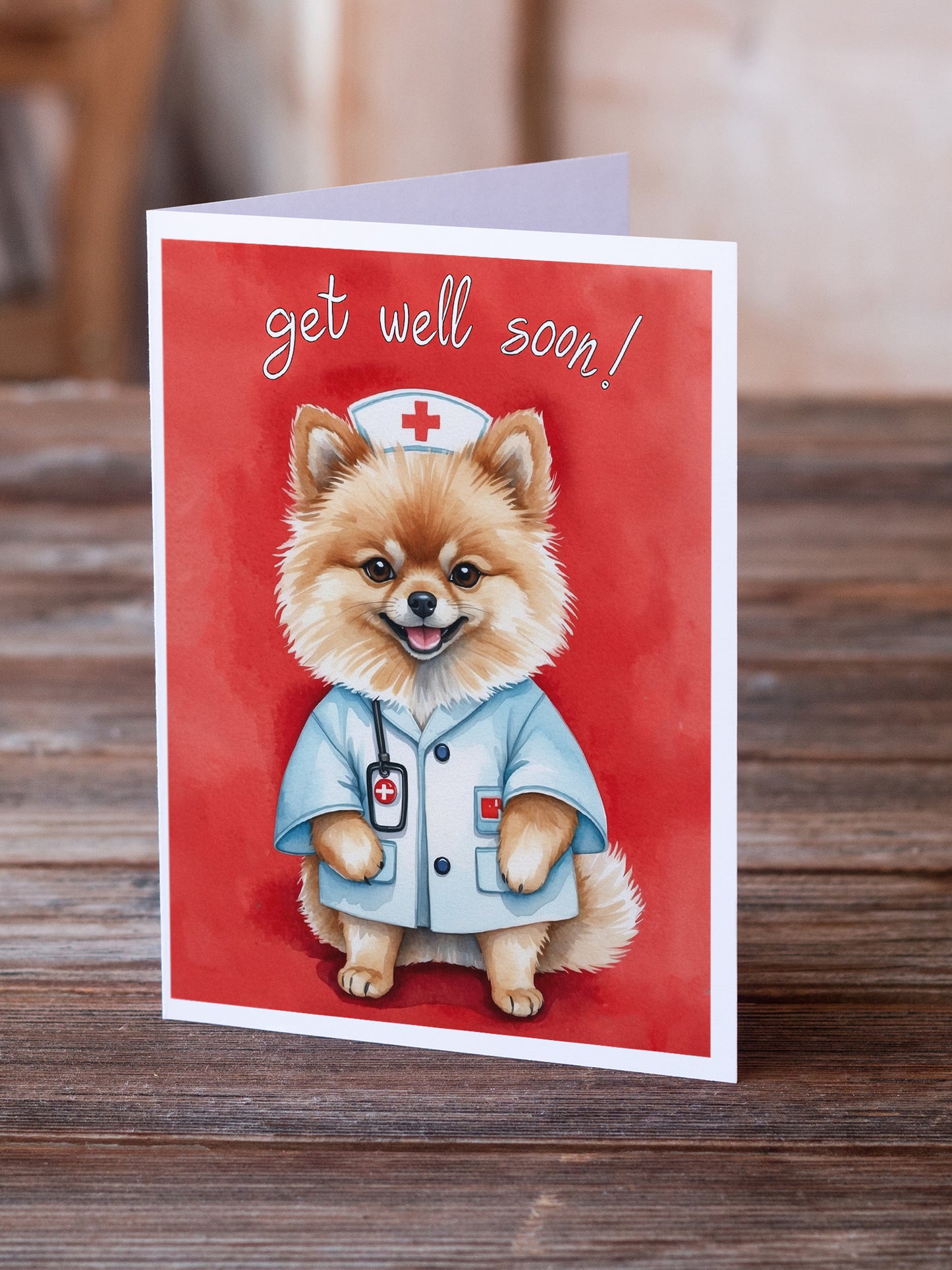 Pomeranian Get Well Soon Greeting Cards Pack of 8