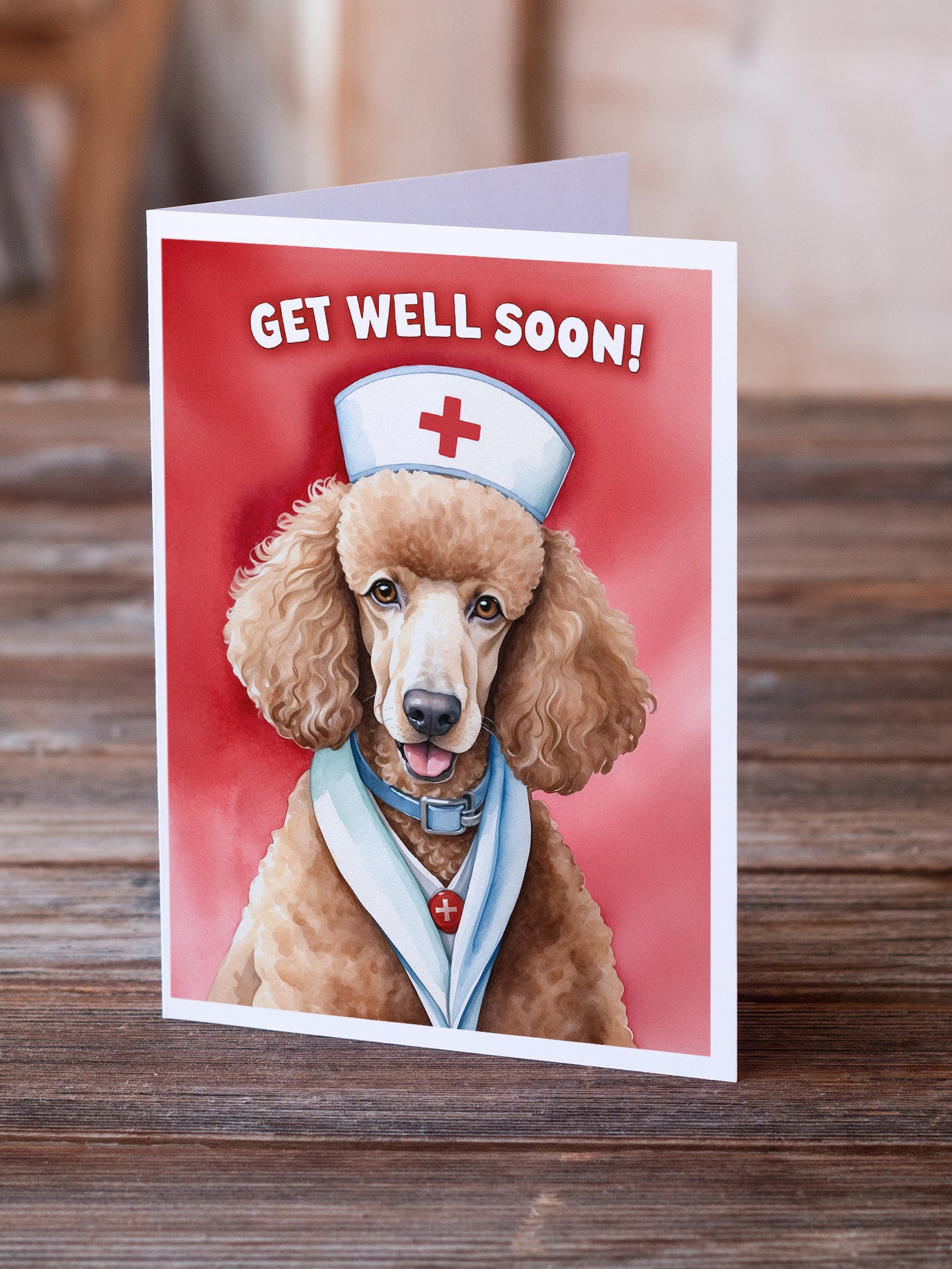 Poodle Get Well Soon Greeting Cards Pack of 8