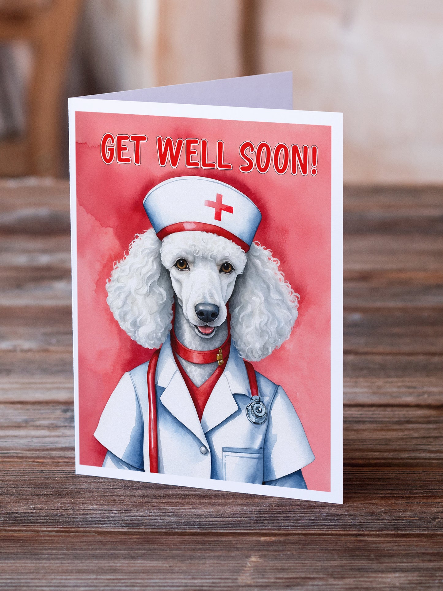 Poodle Get Well Soon Greeting Cards Pack of 8