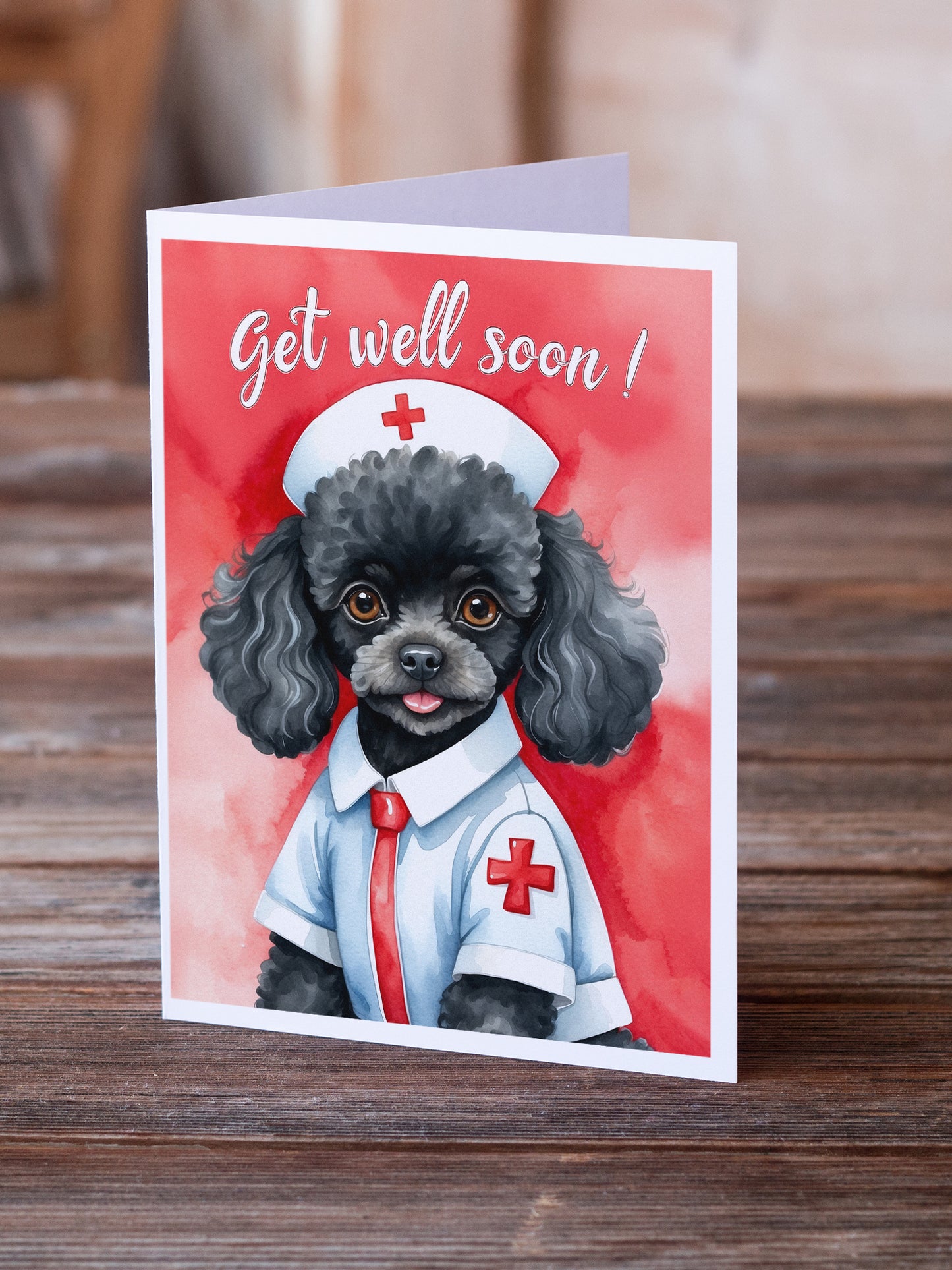 Poodle Get Well Soon Greeting Cards Pack of 8
