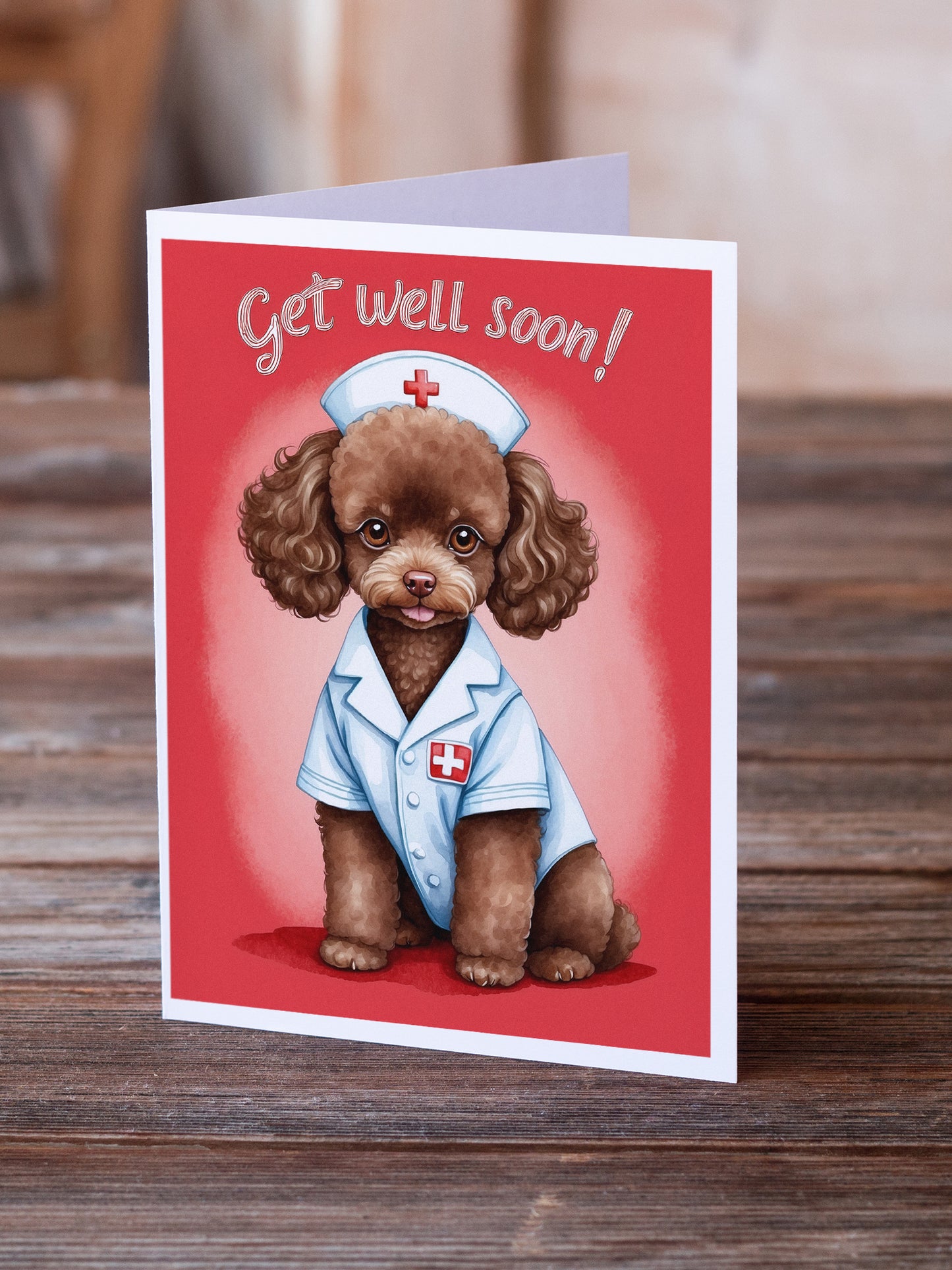 Poodle Get Well Soon Greeting Cards Pack of 8