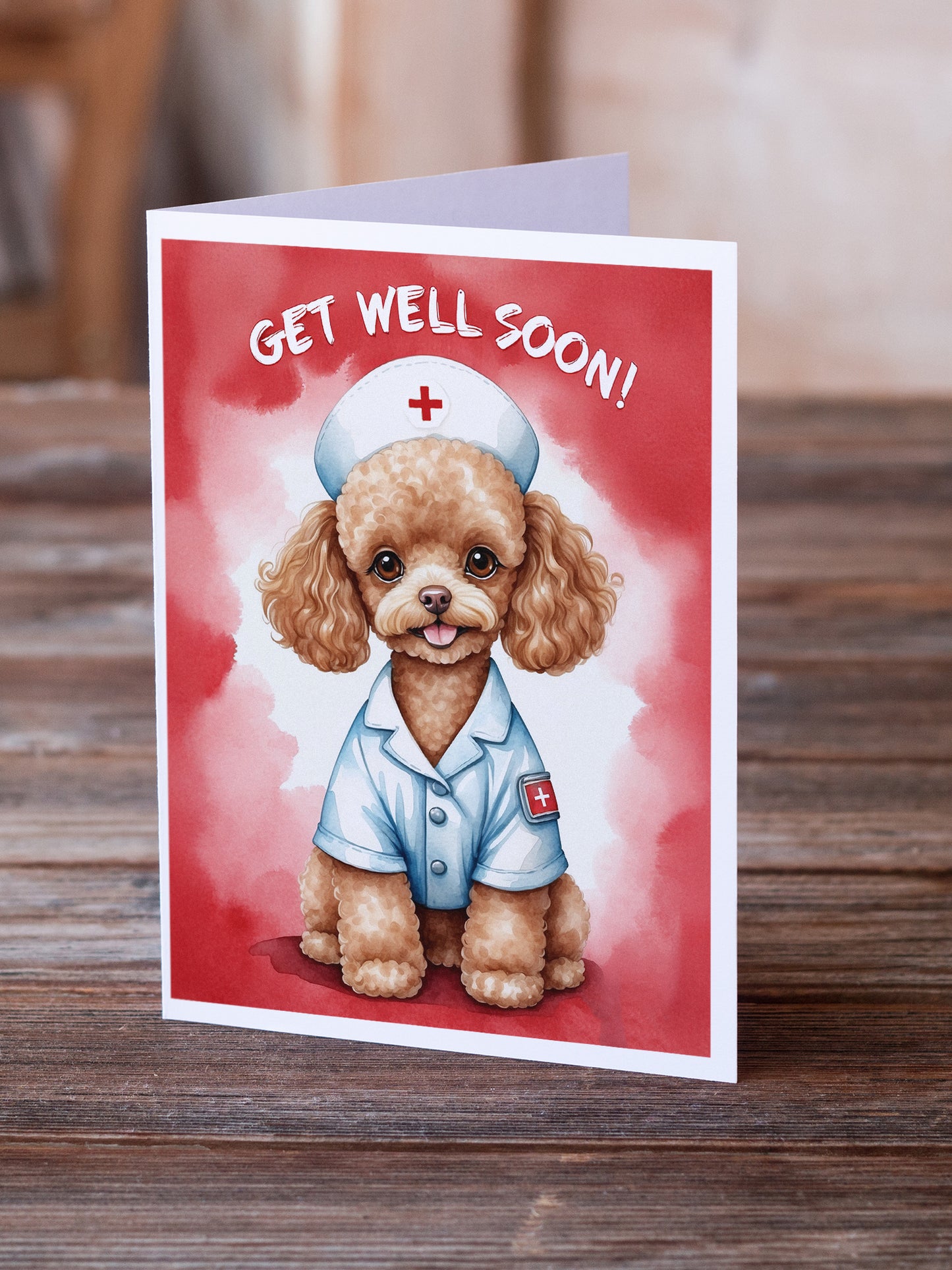 Poodle Get Well Soon Greeting Cards Pack of 8