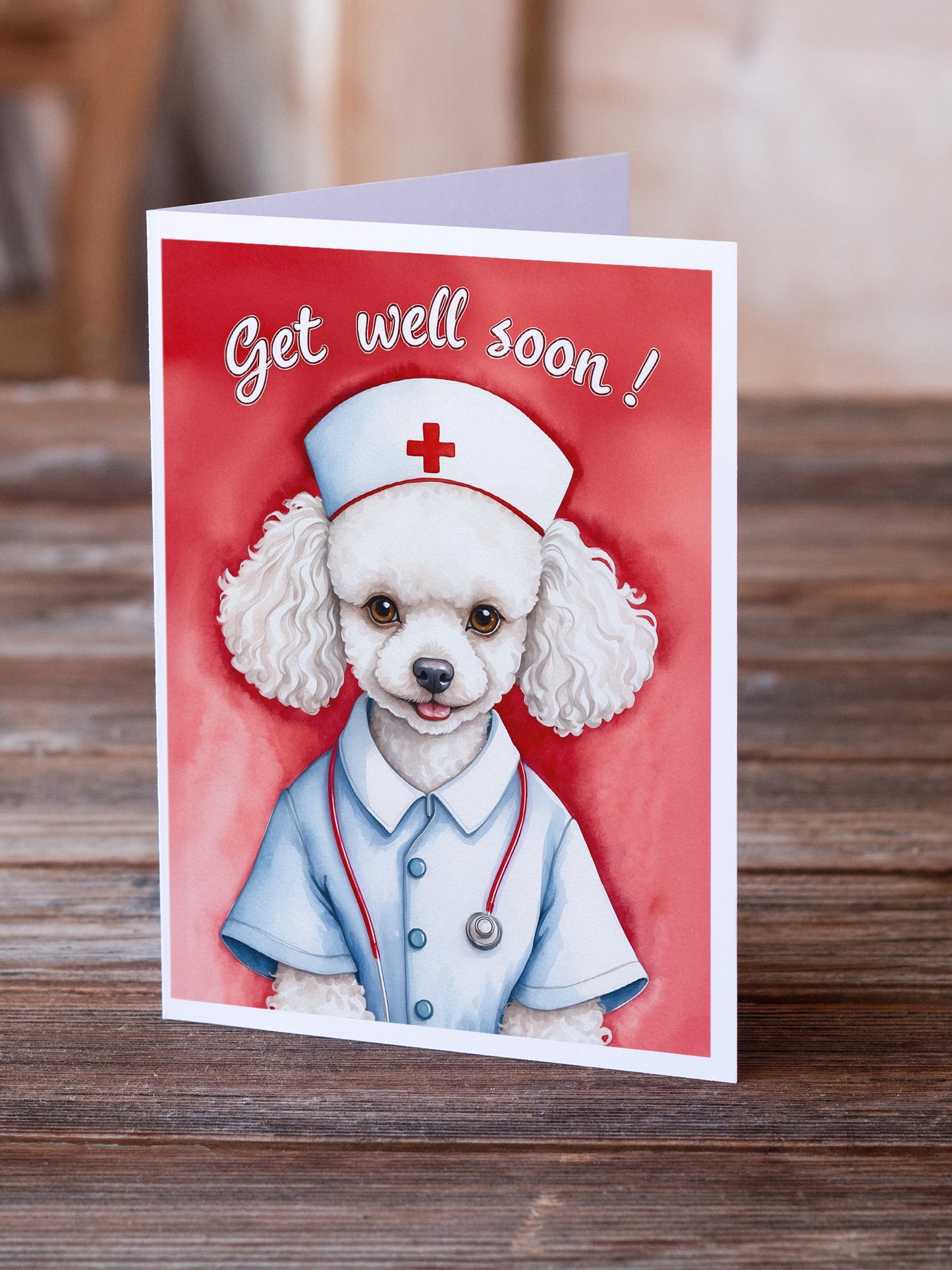 Poodle Get Well Soon Greeting Cards Pack of 8