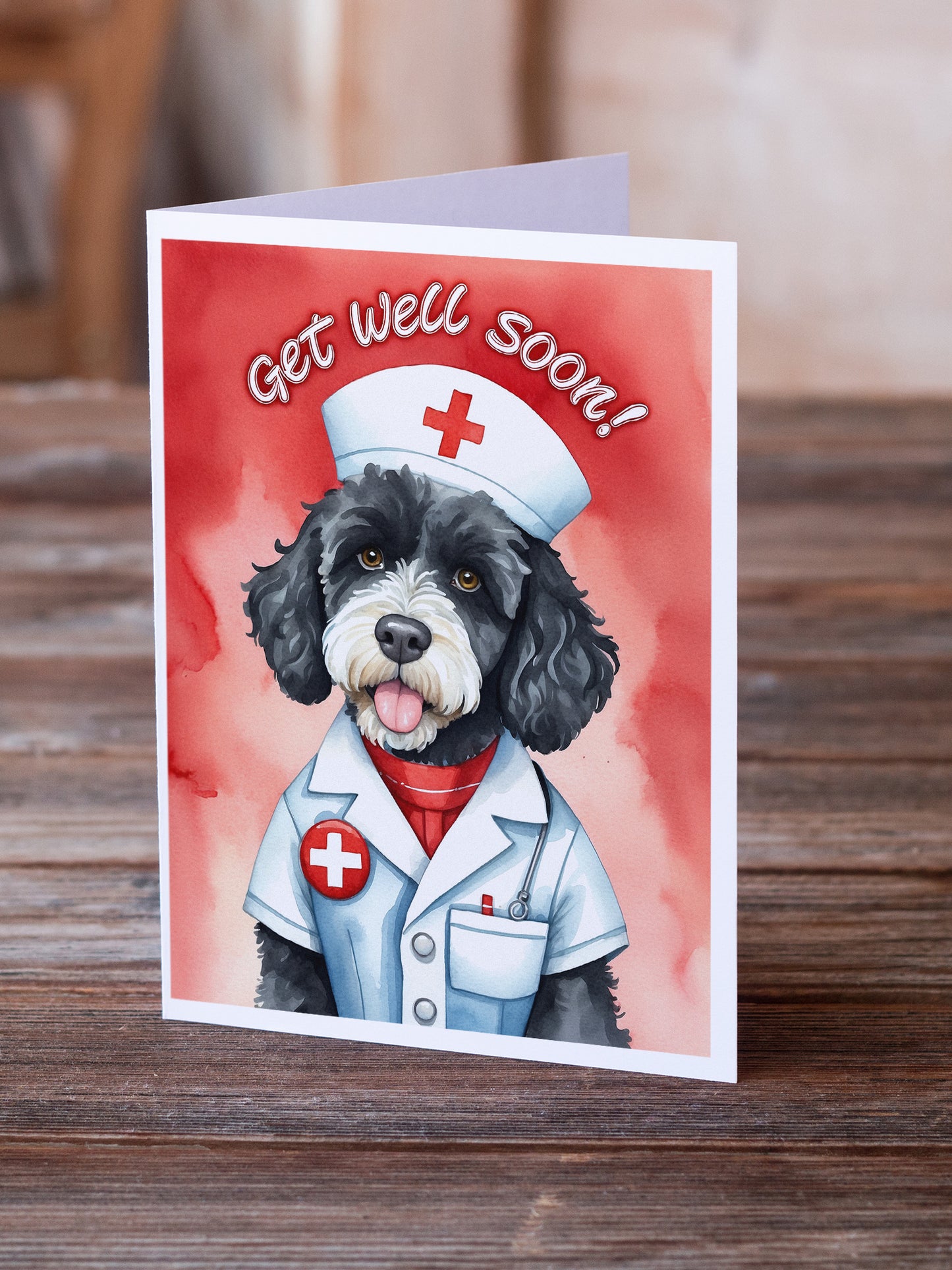 Portuguese Water Dog Get Well Soon Greeting Cards Pack of 8