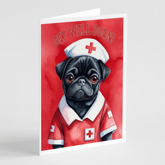 Buy this Black Pug Get Well Soon Greeting Cards Pack of 8