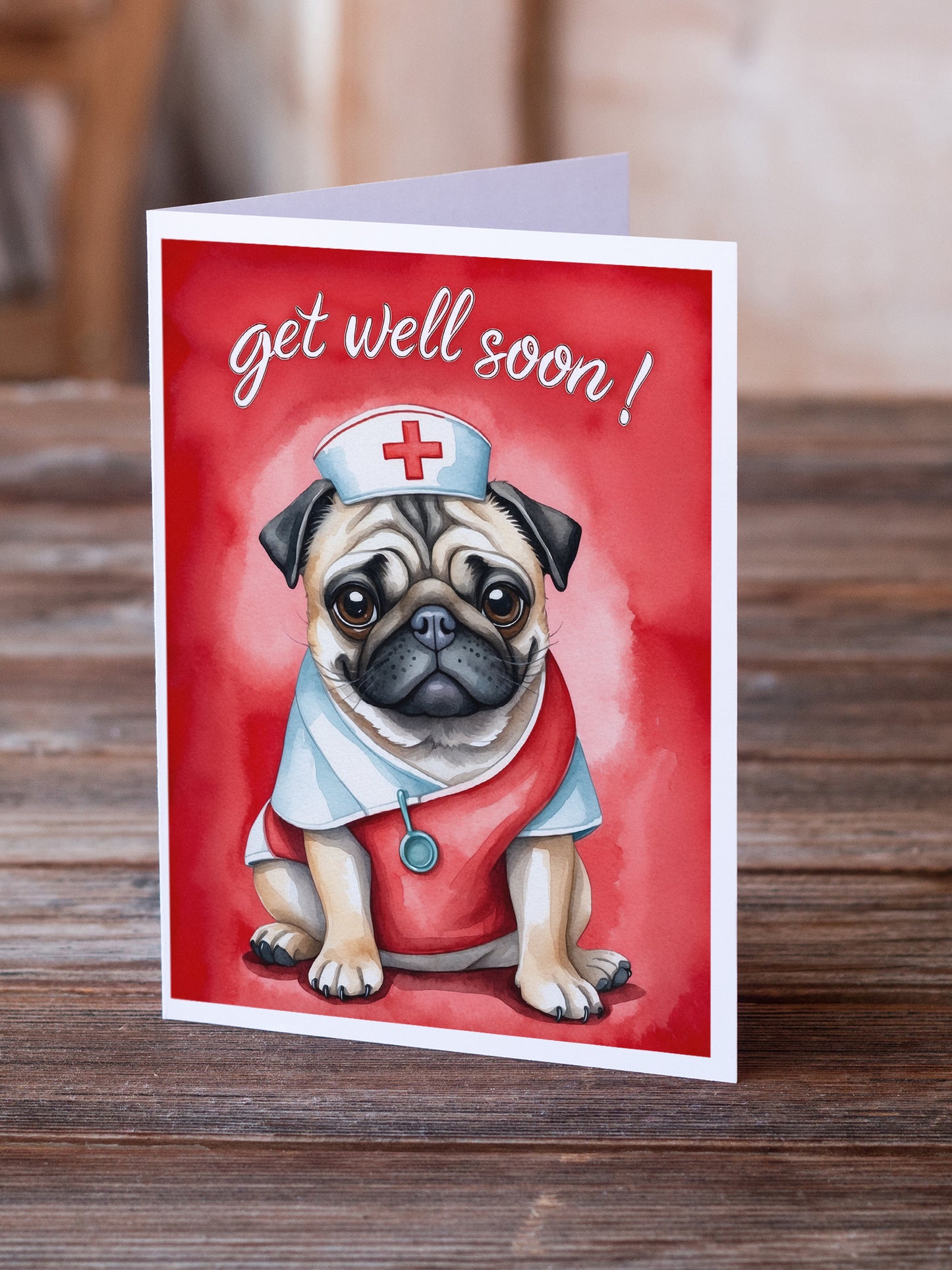 Pug Get Well Soon Greeting Cards Pack of 8