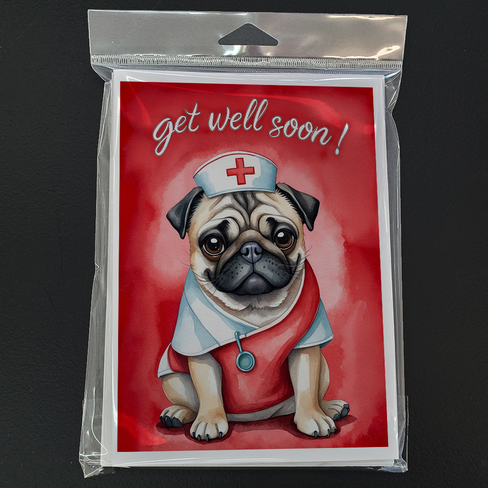 Pug Get Well Soon Greeting Cards Pack of 8