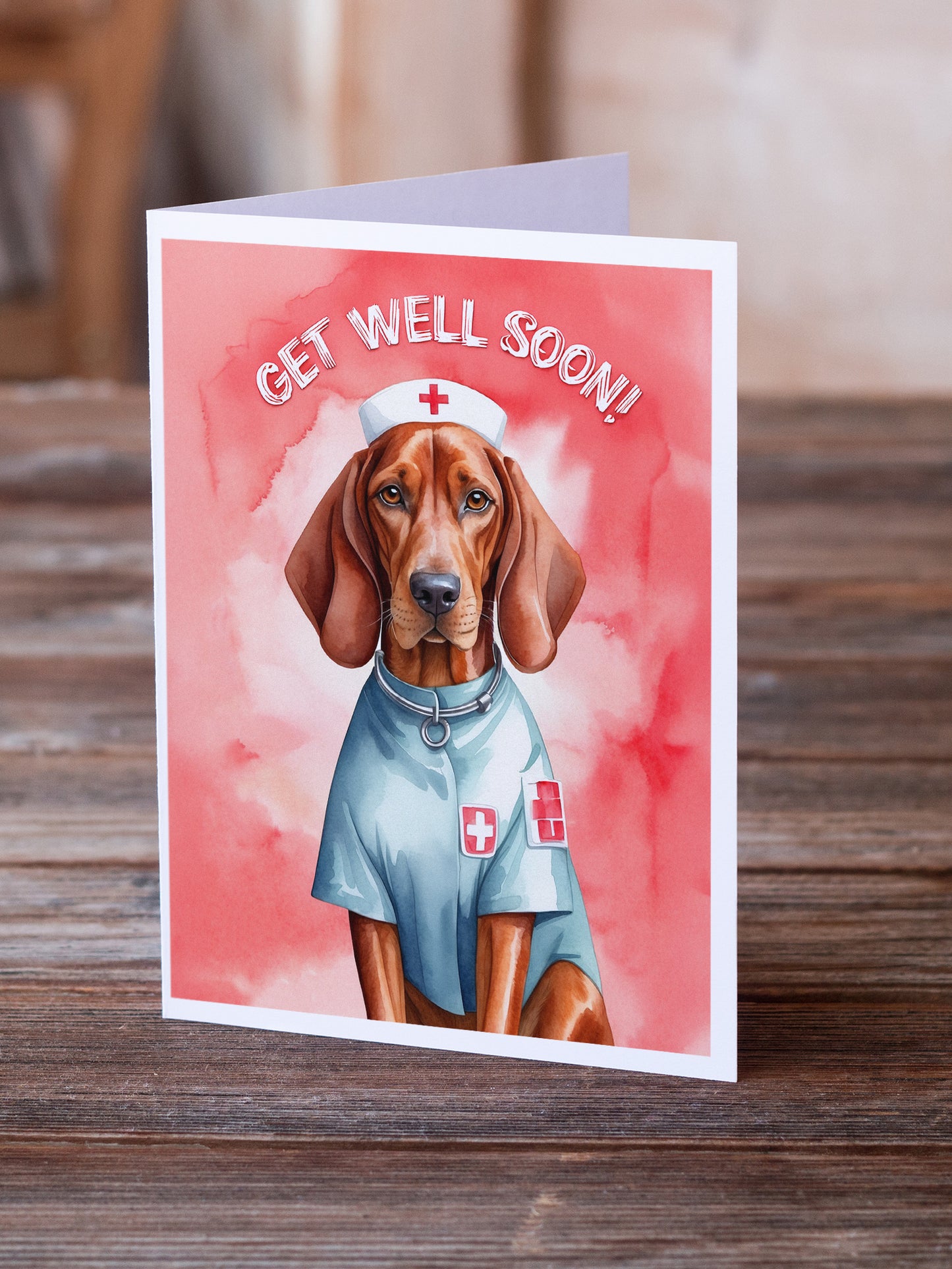 Redbone Coonhound Get Well Soon Greeting Cards Pack of 8