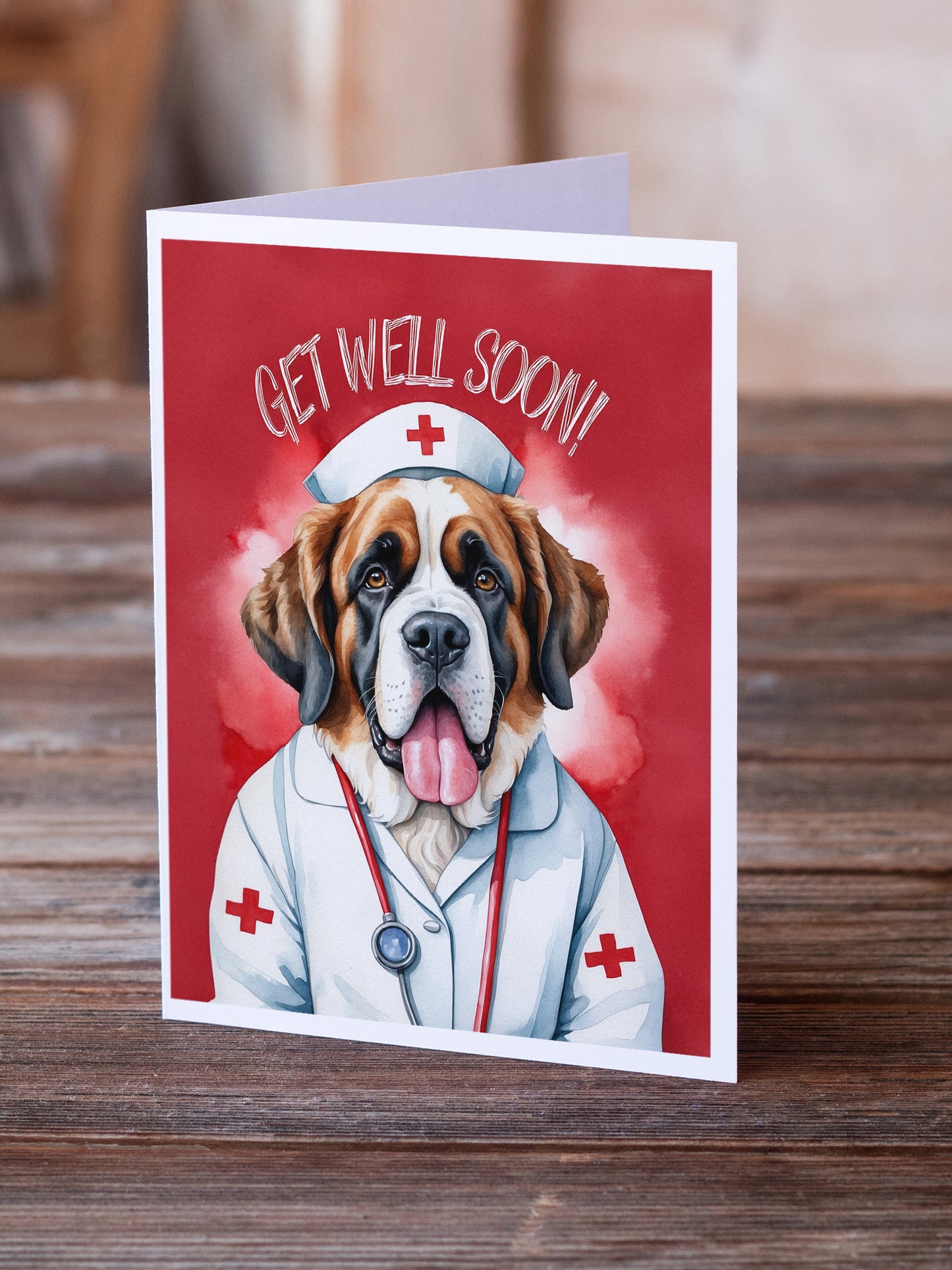 Saint Bernard Get Well Soon Greeting Cards Pack of 8