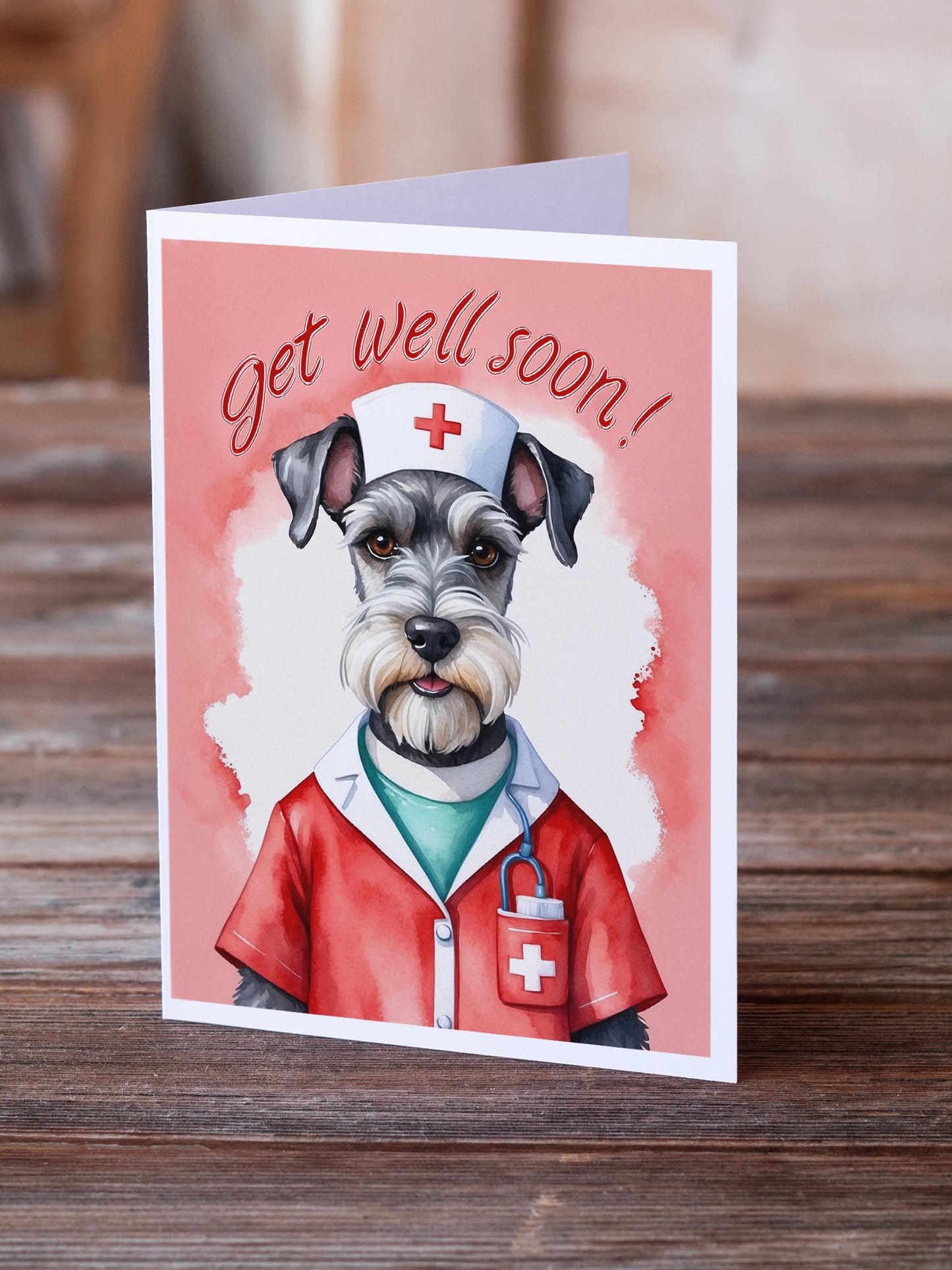 Schnauzer Get Well Soon Greeting Cards Pack of 8