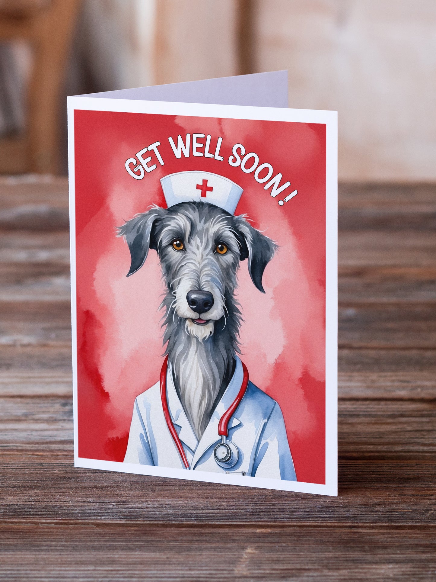 Scottish Deerhound Get Well Soon Greeting Cards Pack of 8