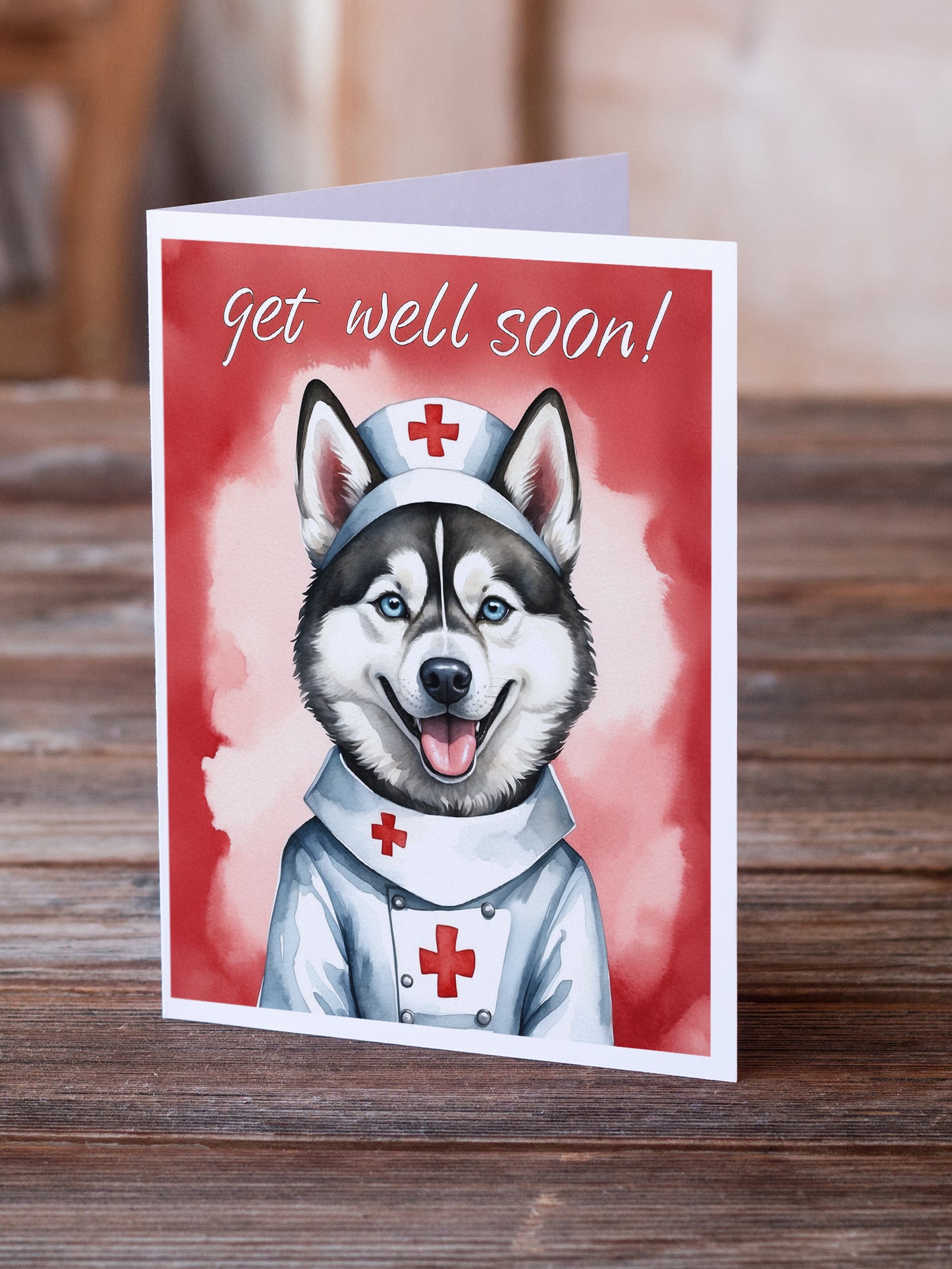 Siberian Husky Get Well Soon Greeting Cards Pack of 8