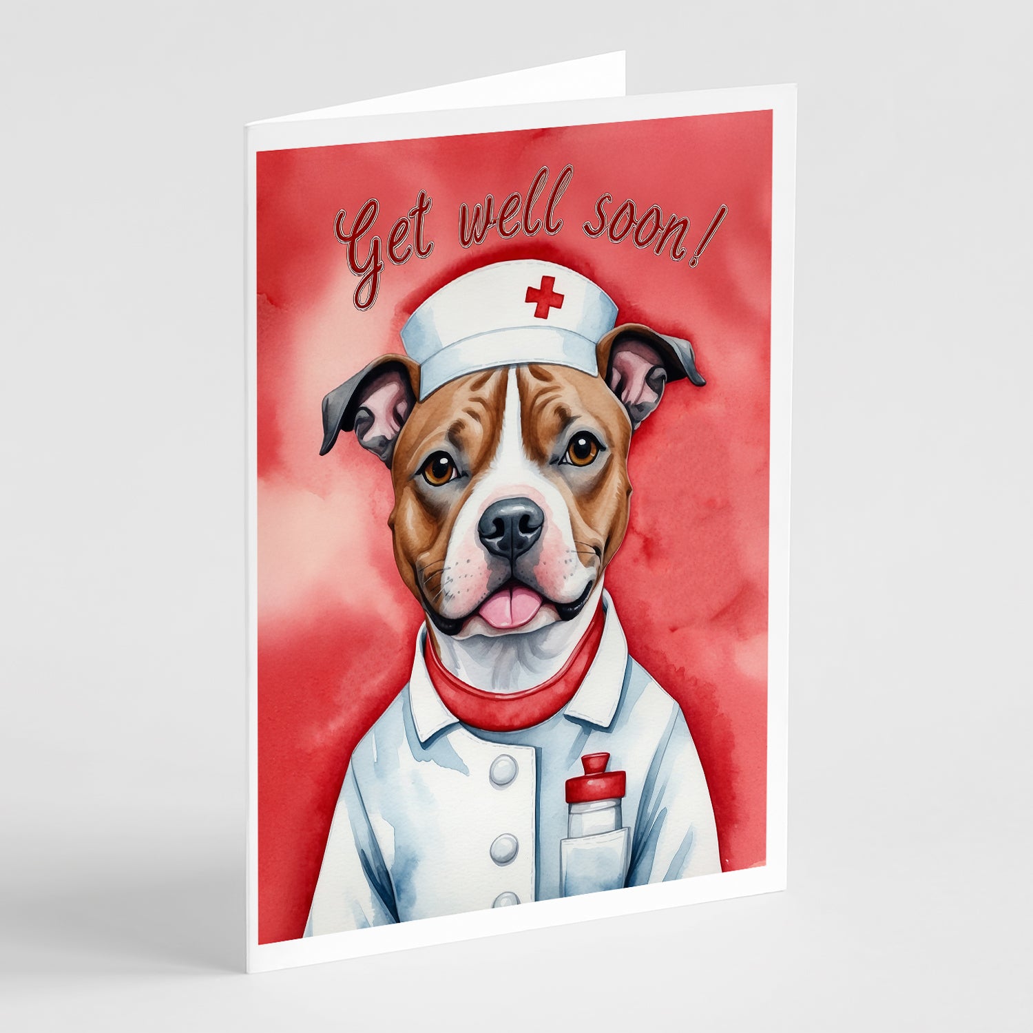 Buy this Staffordshire Bull Terrier Get Well Soon Greeting Cards Pack of 8
