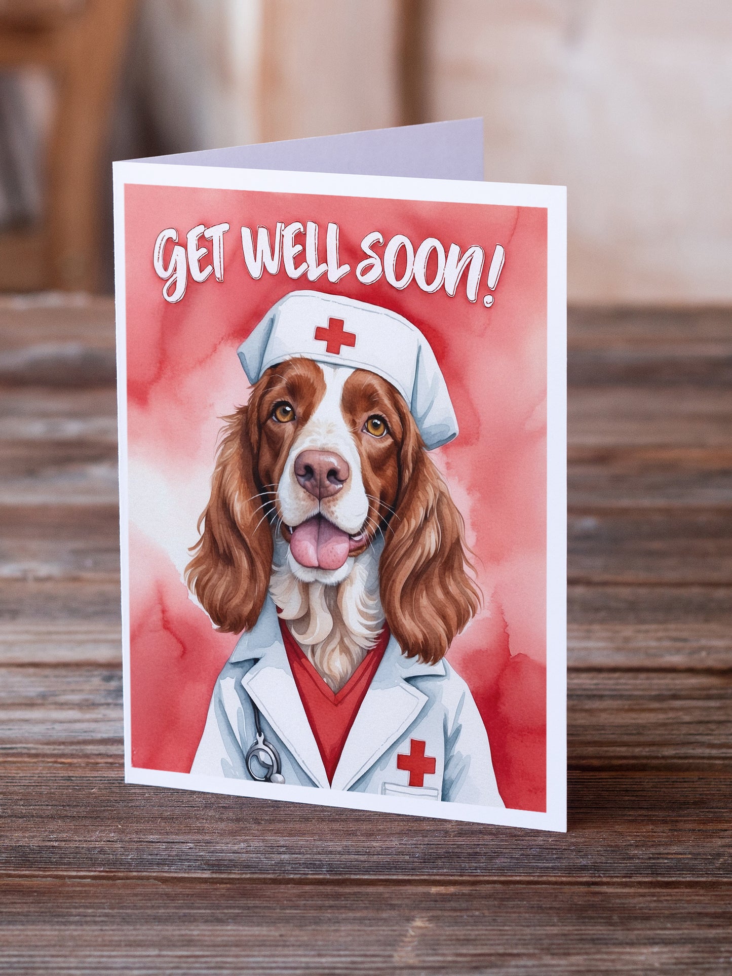 Welsh Springer Spaniel Get Well Soon Greeting Cards Pack of 8