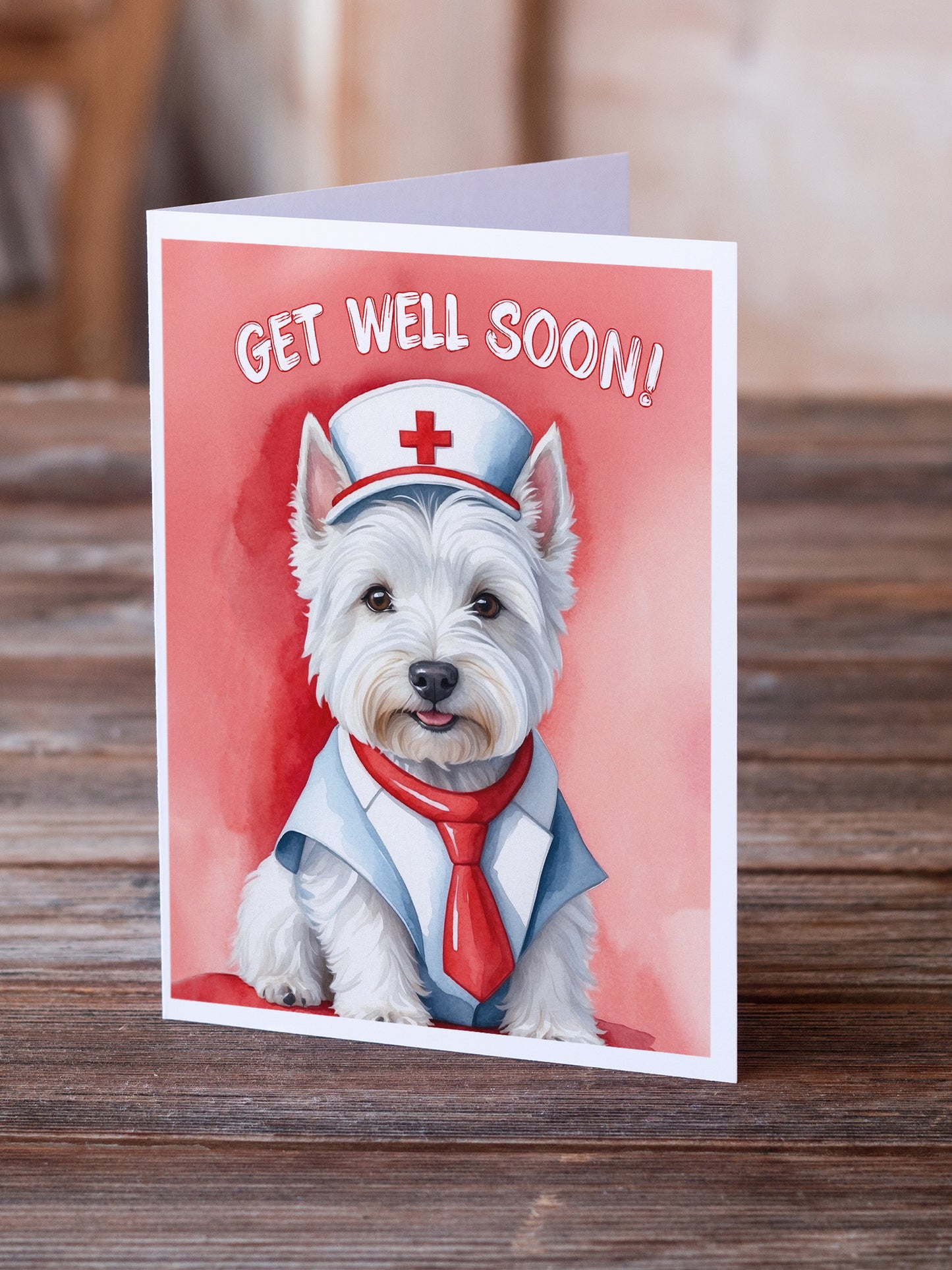 Westie Get Well Soon Greeting Cards Pack of 8