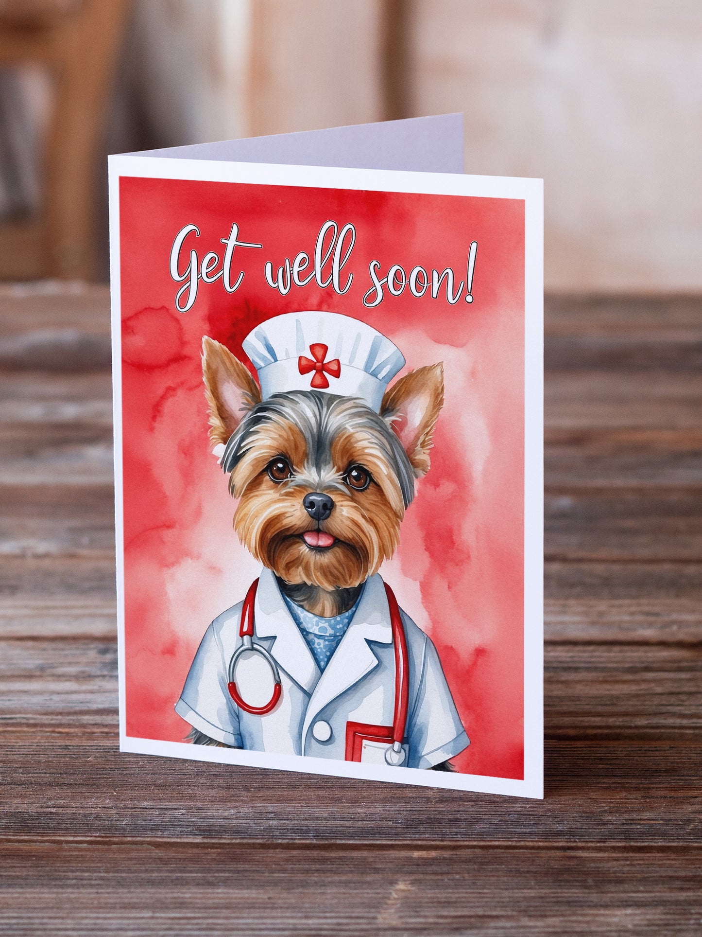 Yorkshire Terrier Get Well Soon Greeting Cards Pack of 8
