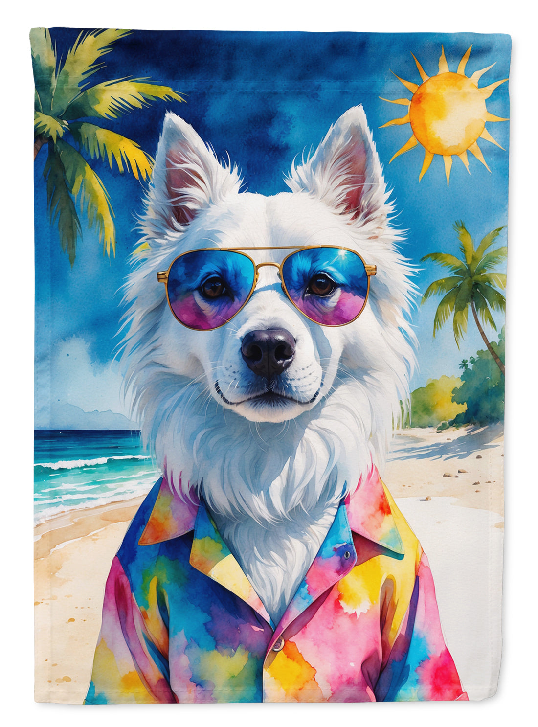 Buy this American Eskimo Summer Beach Time Garden Flag