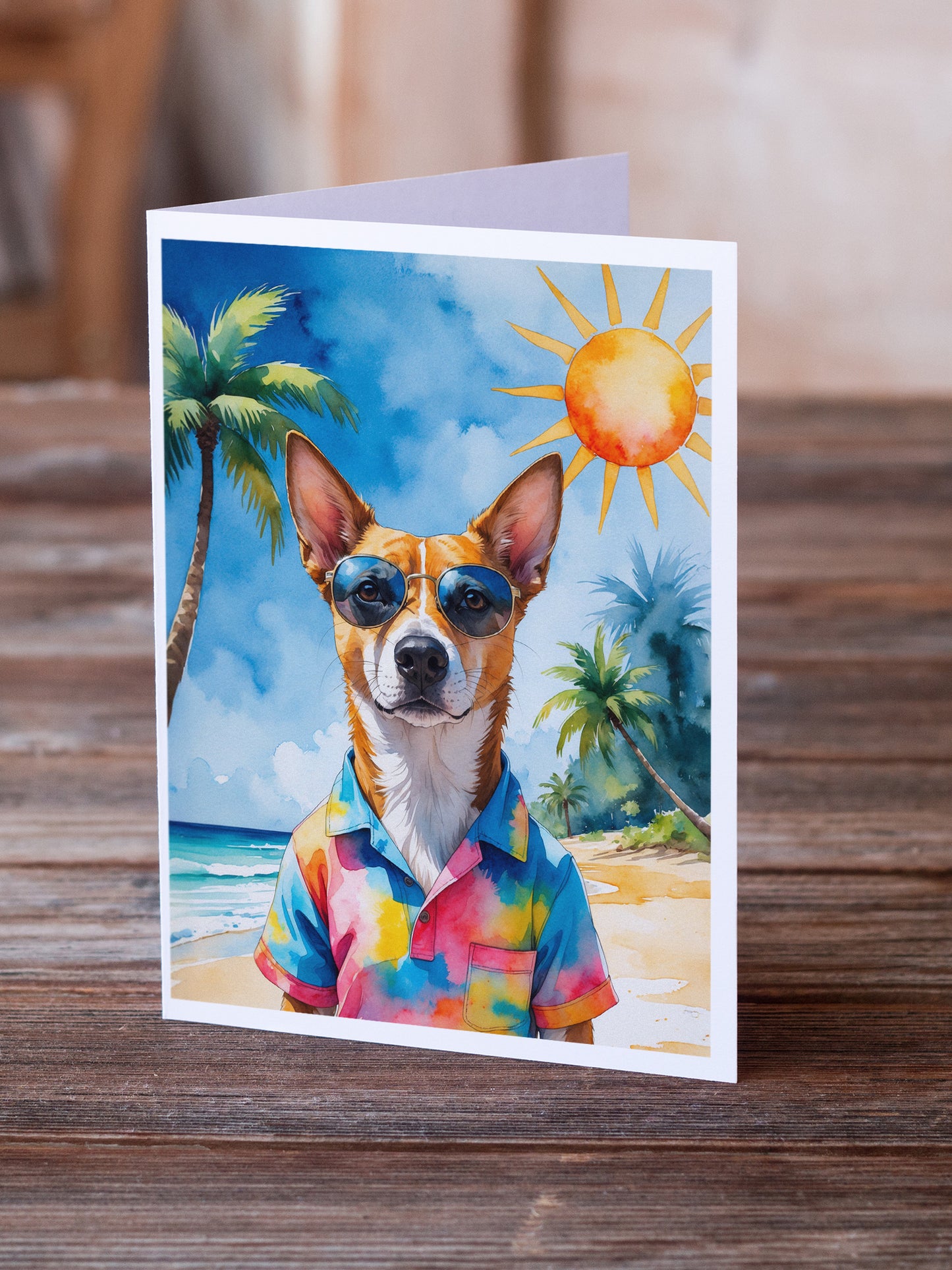 Basenji Summer Beach Time Greeting Cards Pack of 8