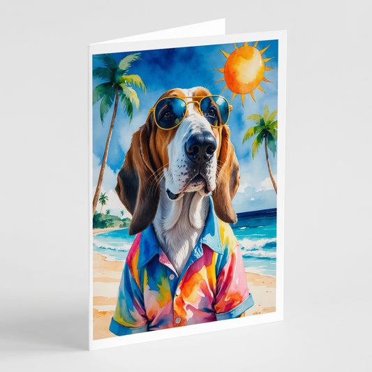 Buy this Basset Hound Summer Beach Time Greeting Cards Pack of 8