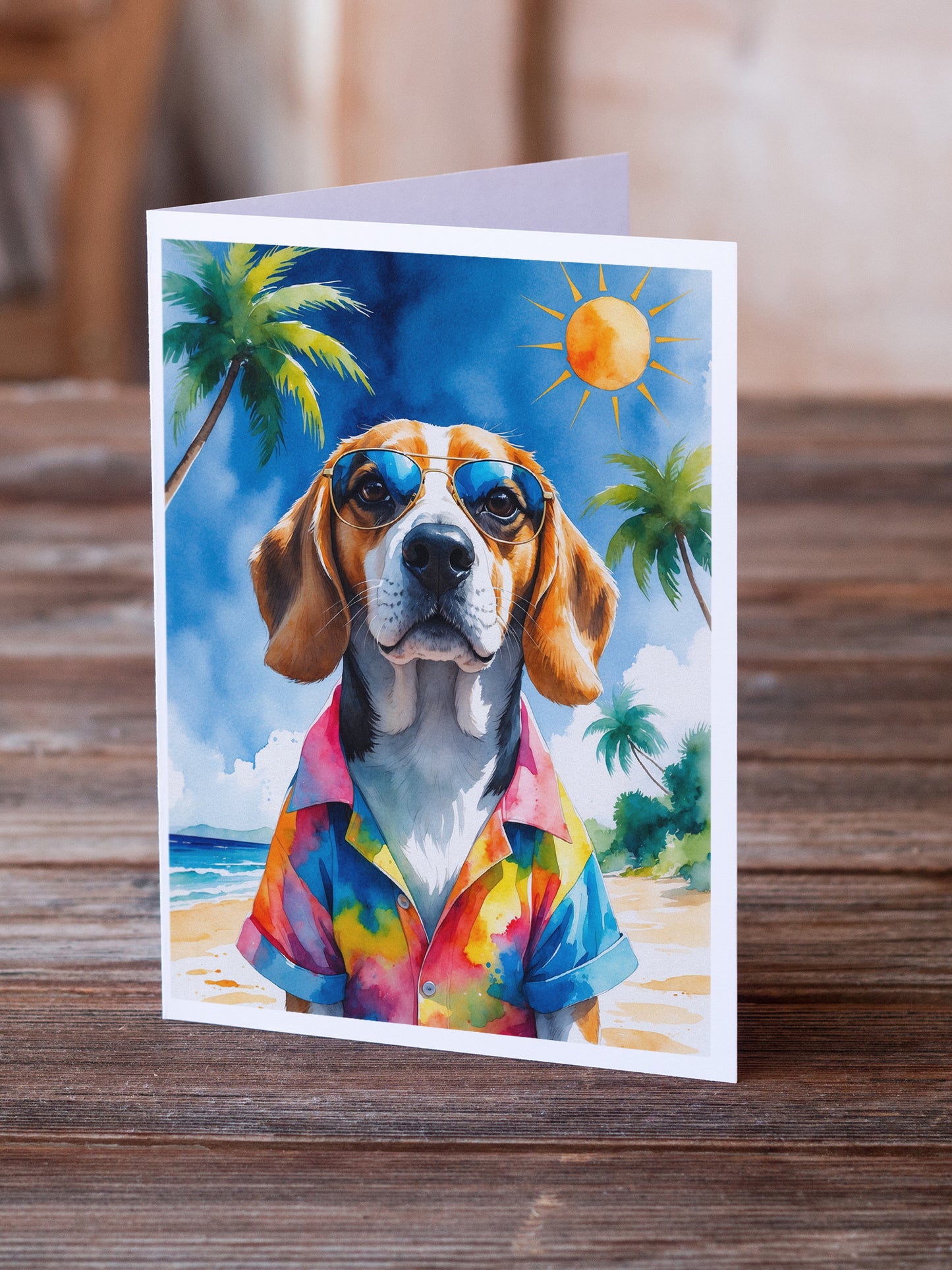 Beagle Summer Beach Time Greeting Cards Pack of 8
