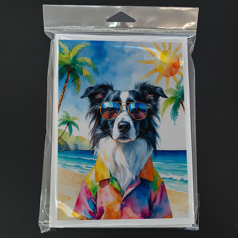 Border Collie Summer Beach Time Greeting Cards Pack of 8