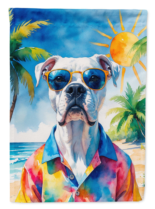 Buy this White Boxer Summer Beach Time Garden Flag