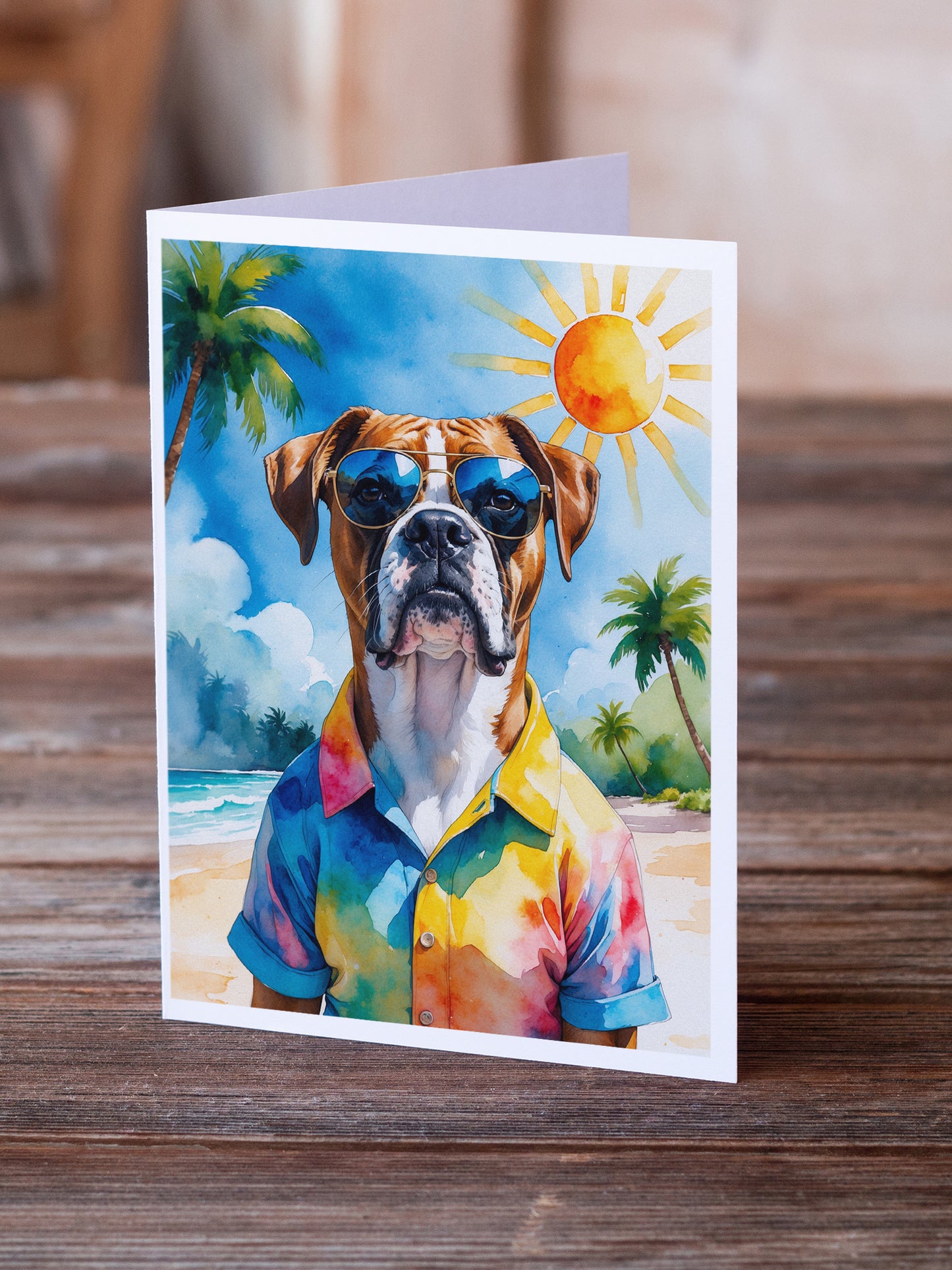 Boxer Summer Beach Time Greeting Cards Pack of 8