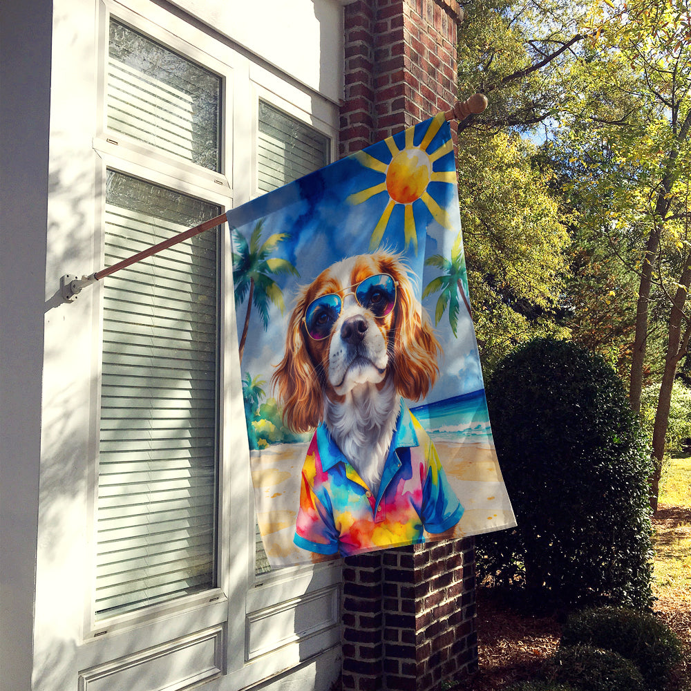 Cavalier Spaniel Summer Beach Time House Flag