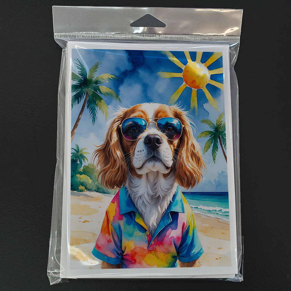 Cavalier Spaniel Summer Beach Time Greeting Cards Pack of 8