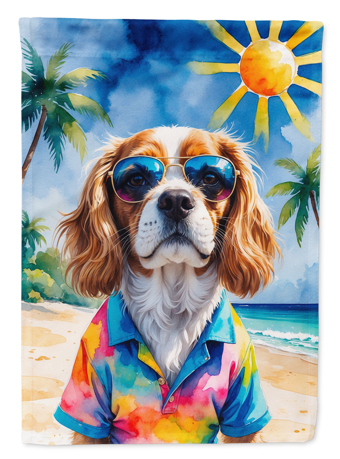 Buy this Cavalier Spaniel Summer Beach Time Garden Flag
