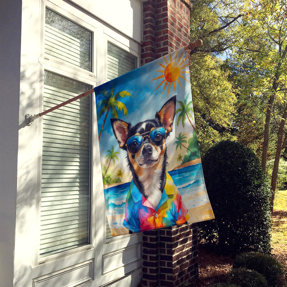 Black and Tan Chihuahua Summer Beach Time House Flag