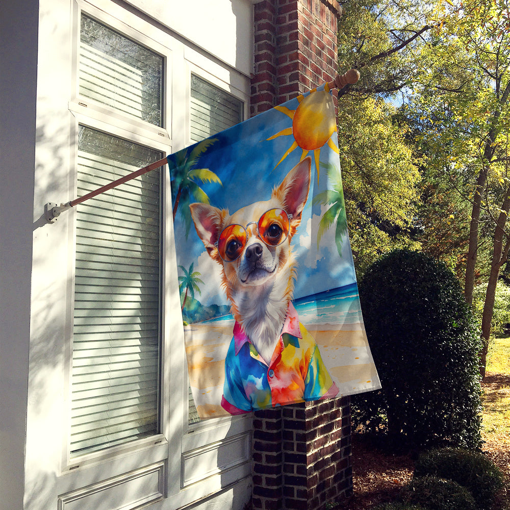 Chihuahua Summer Beach Time House Flag