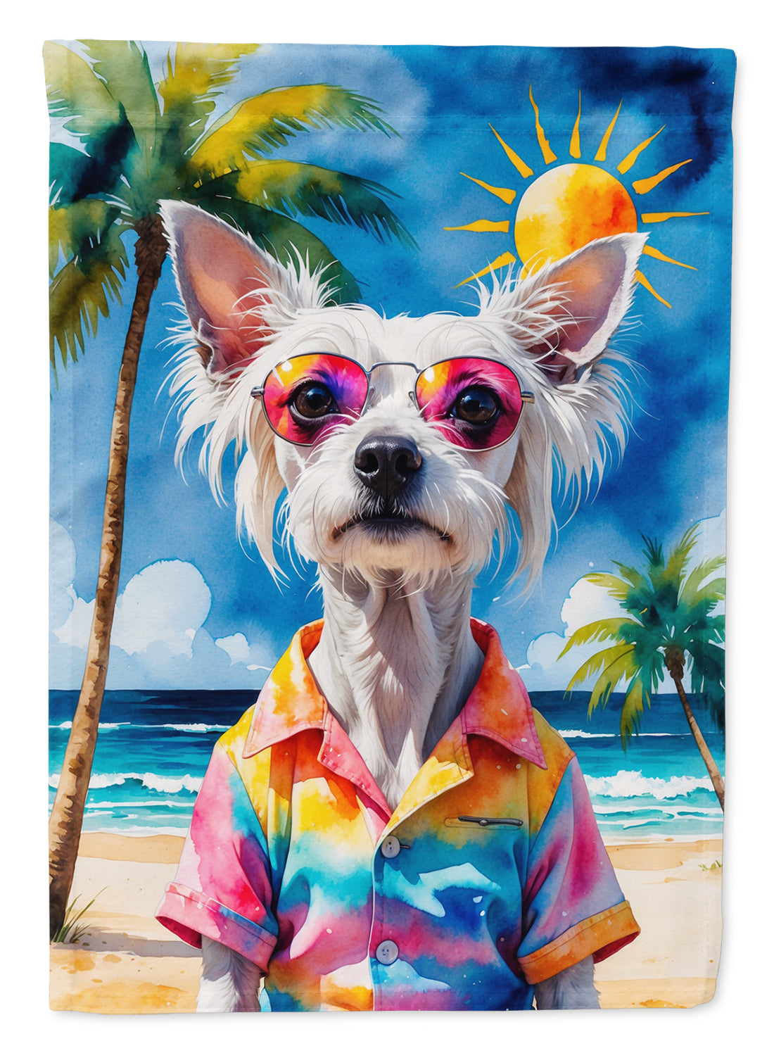 Buy this Chinese Crested Summer Beach Time House Flag