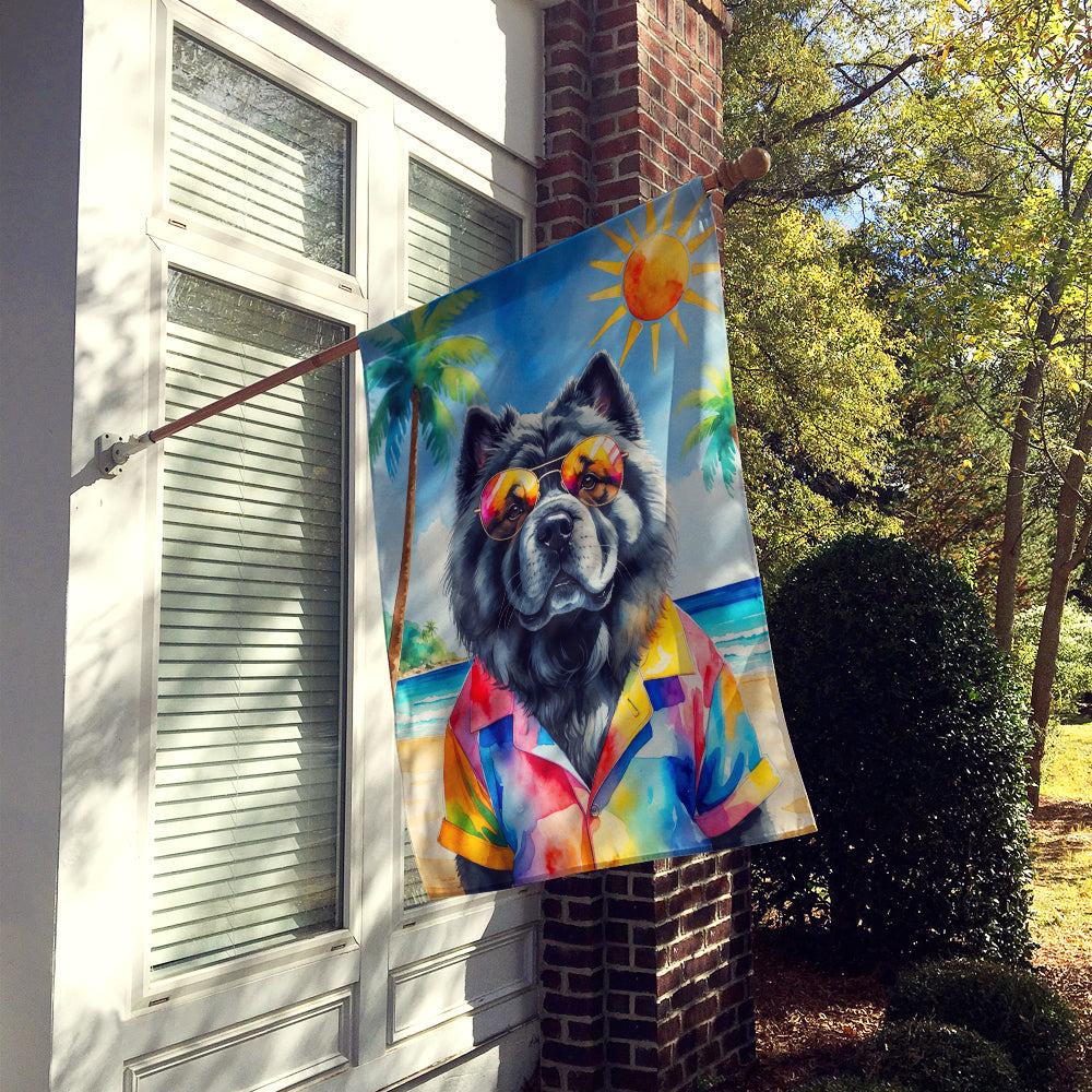 Black Chow Chow Summer Beach Time House Flag