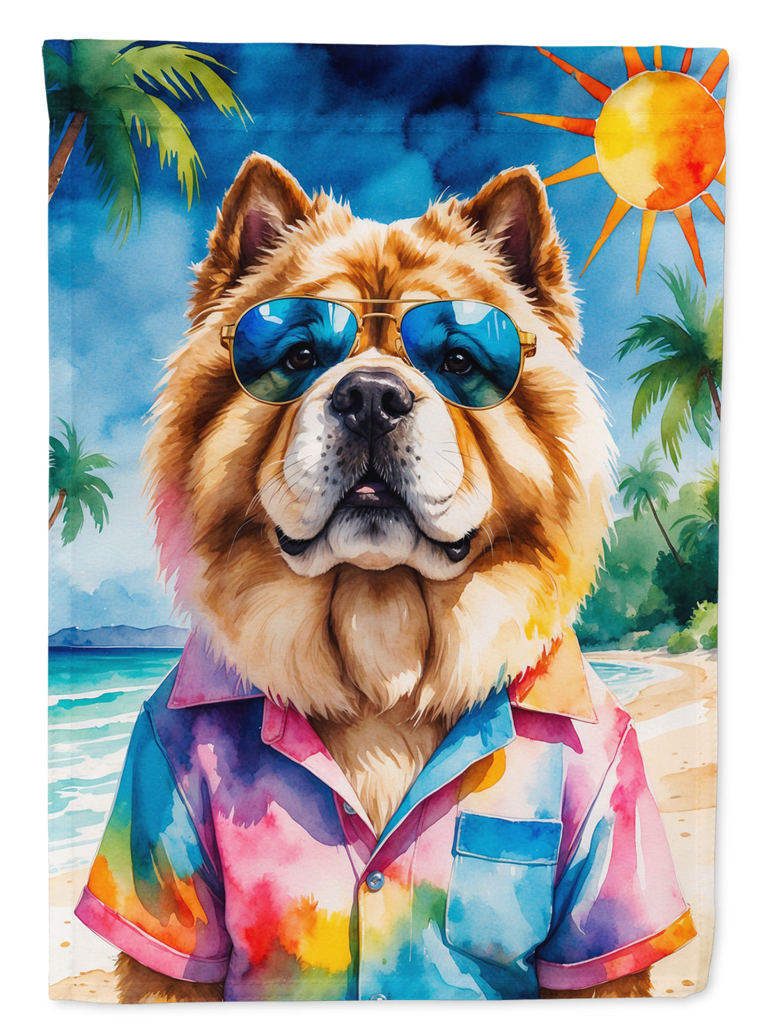 Buy this Chow Chow Summer Beach Time House Flag