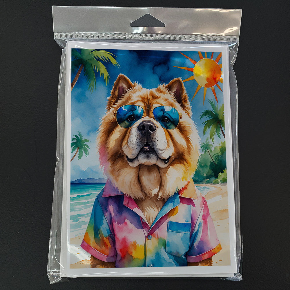 Chow Chow Summer Beach Time Greeting Cards Pack of 8