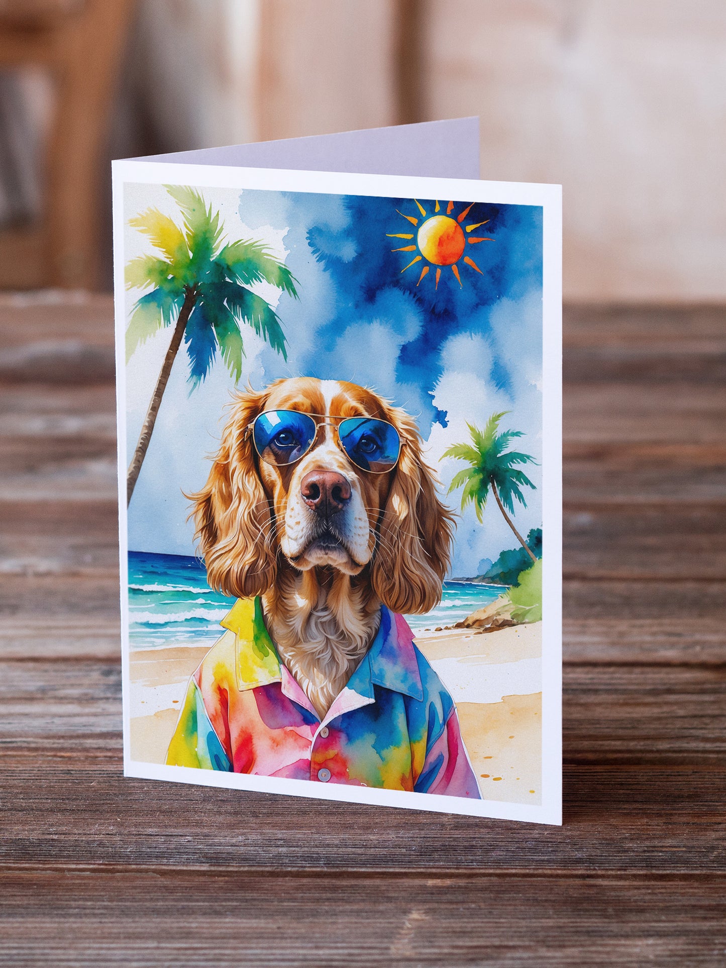Cocker Spaniel Summer Beach Time Greeting Cards Pack of 8