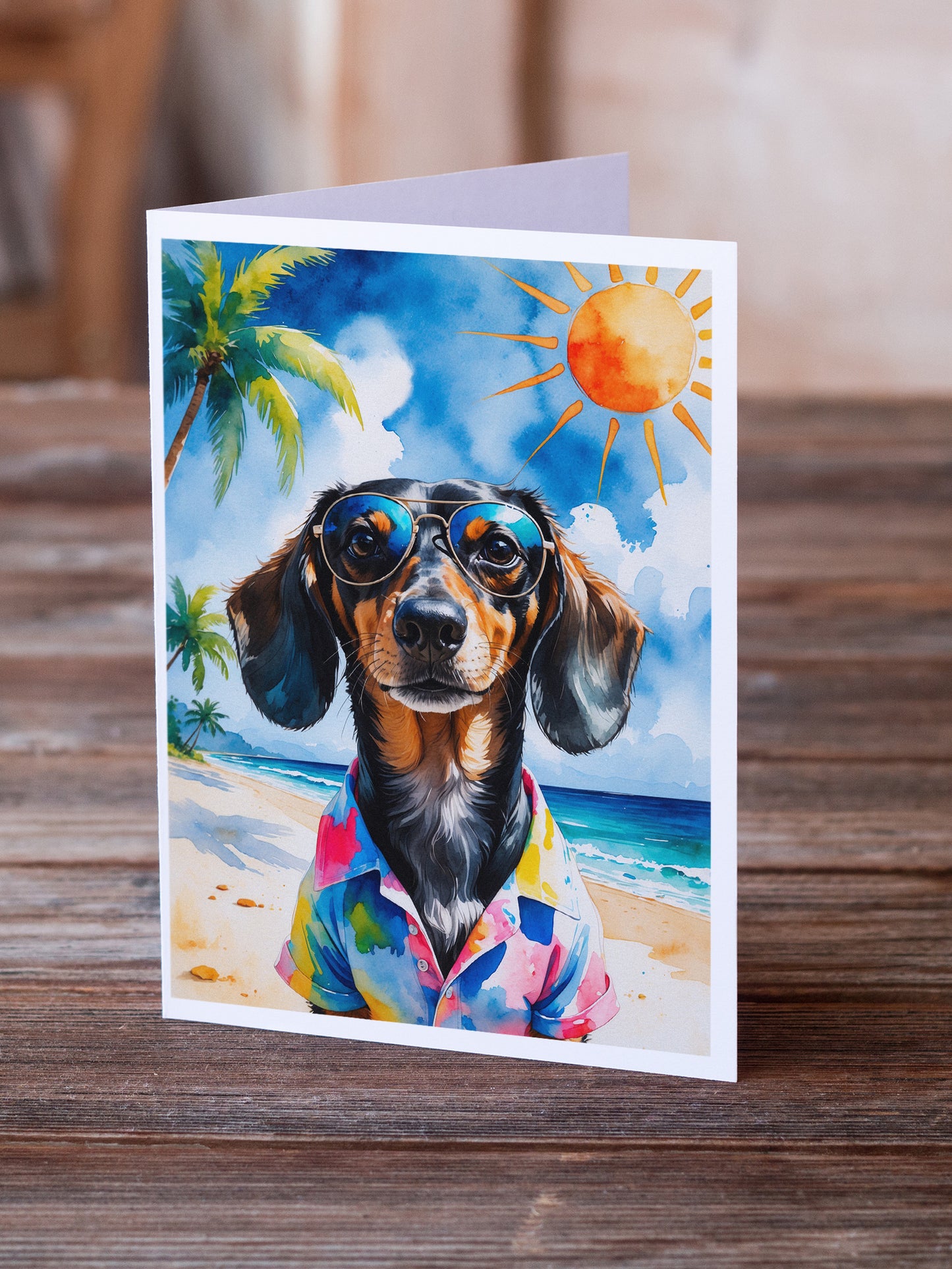 Dachshund Summer Beach Time Greeting Cards Pack of 8