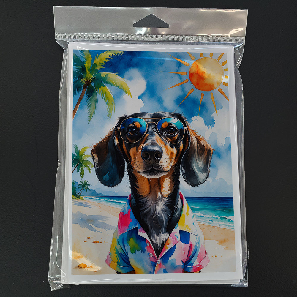 Dachshund Summer Beach Time Greeting Cards Pack of 8